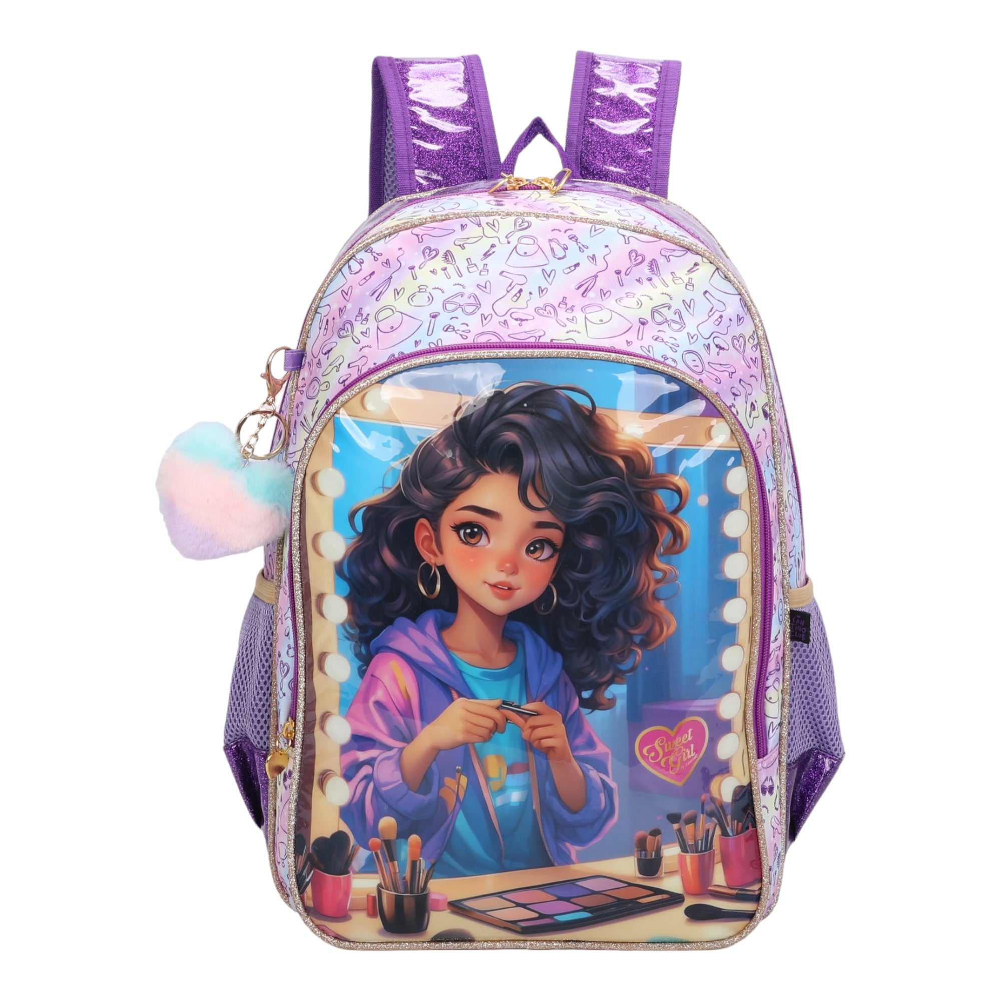 Mochila Infantil Sweet Girl Makeup by Santino Poliéster SGM24U Lílas