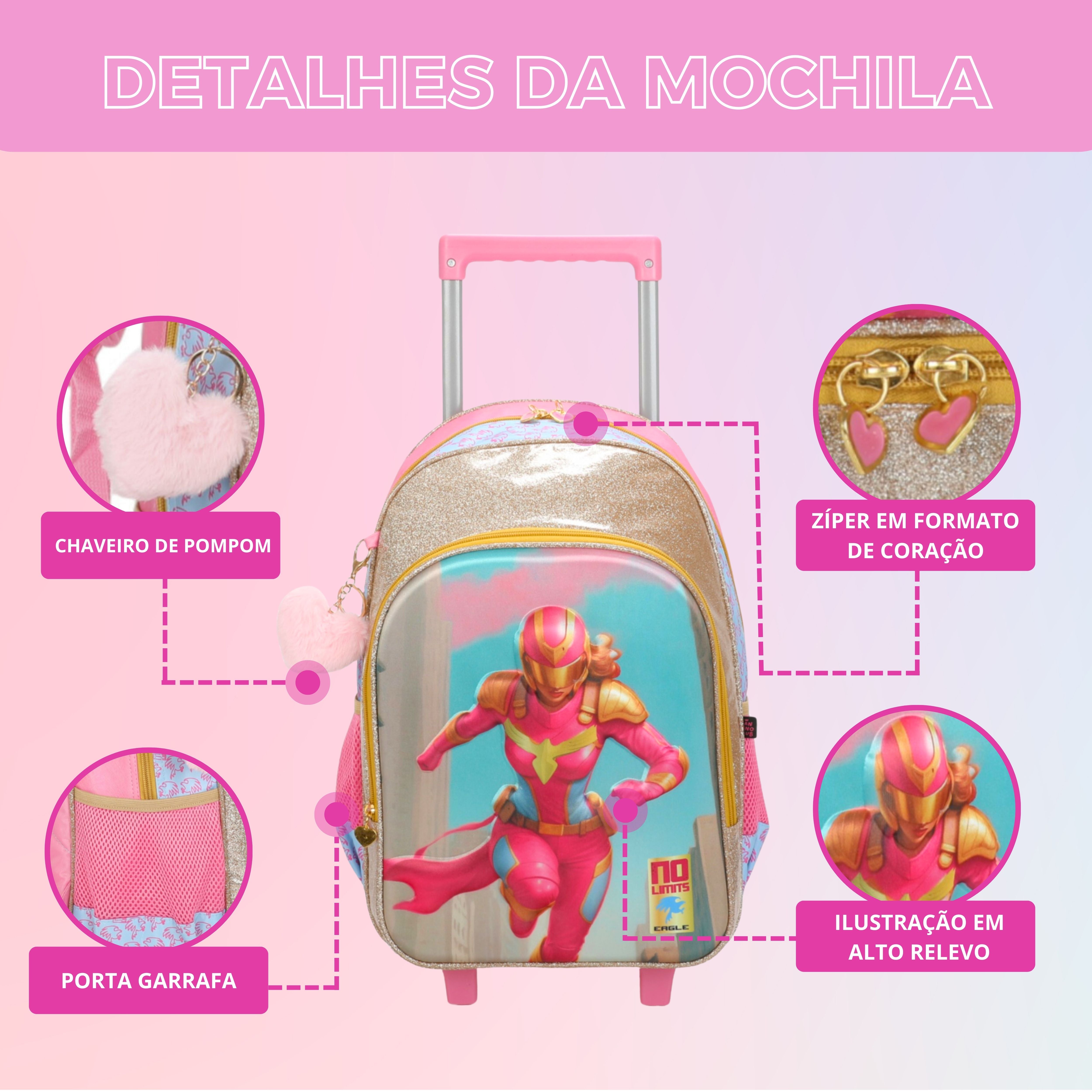 Kit Infantil No Limits GirlHero by Santino Poliéster PINK NLK12U47