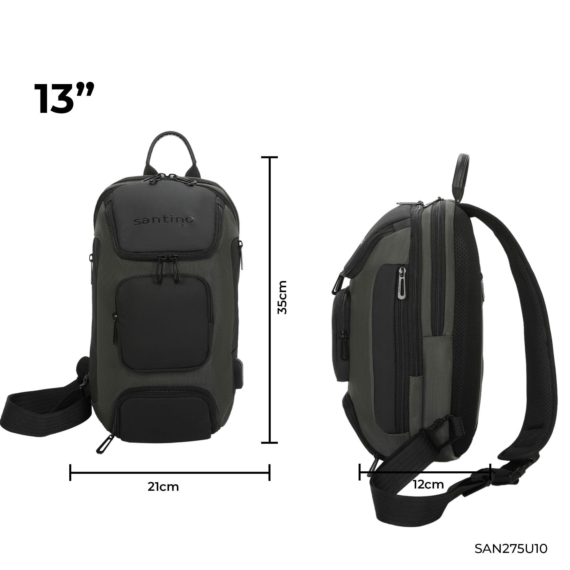 Quinn by Santino Oxford Crossbody Backpack Green M SAN275U