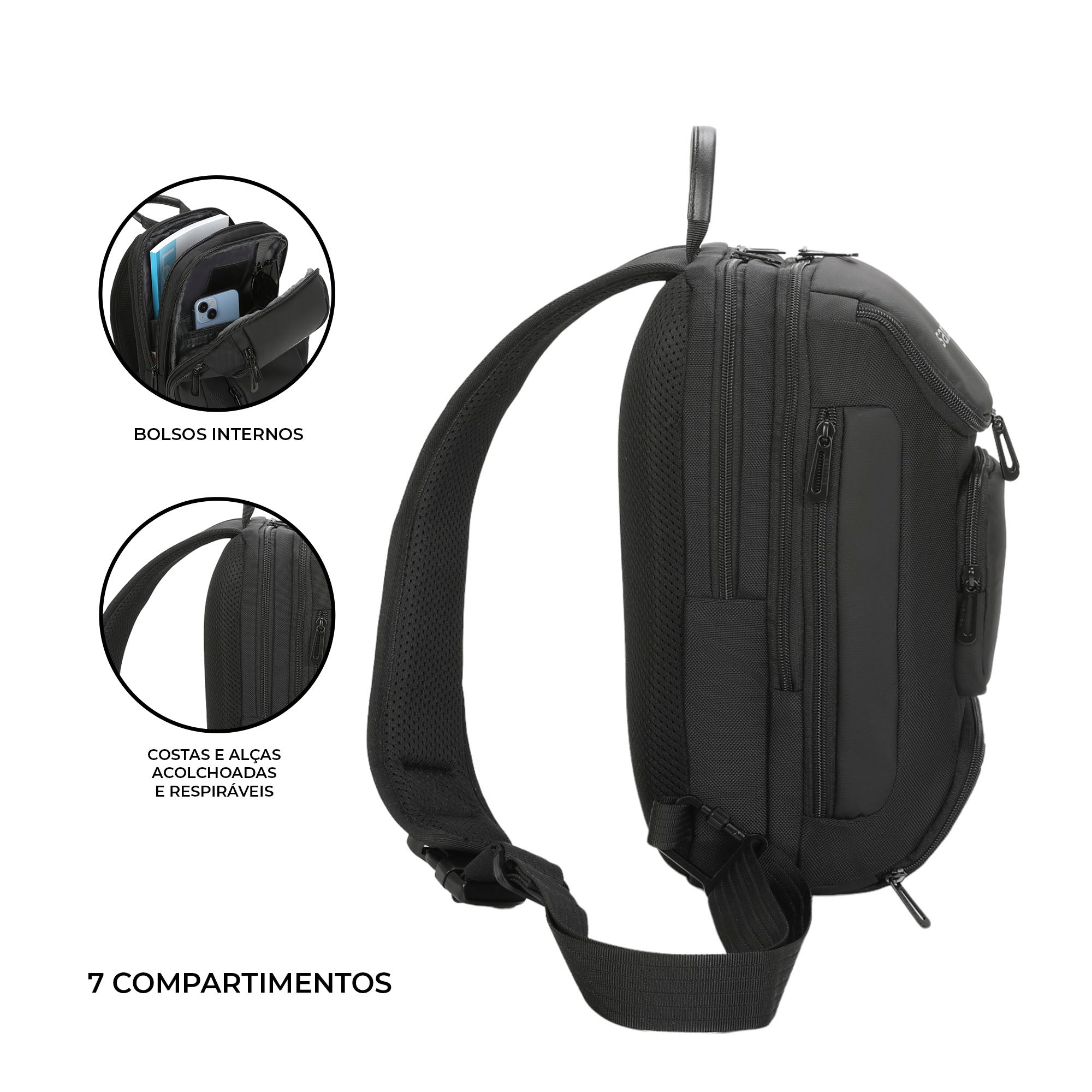 Quinn by Santino Oxford Black Crossbody Backpack SAN275U