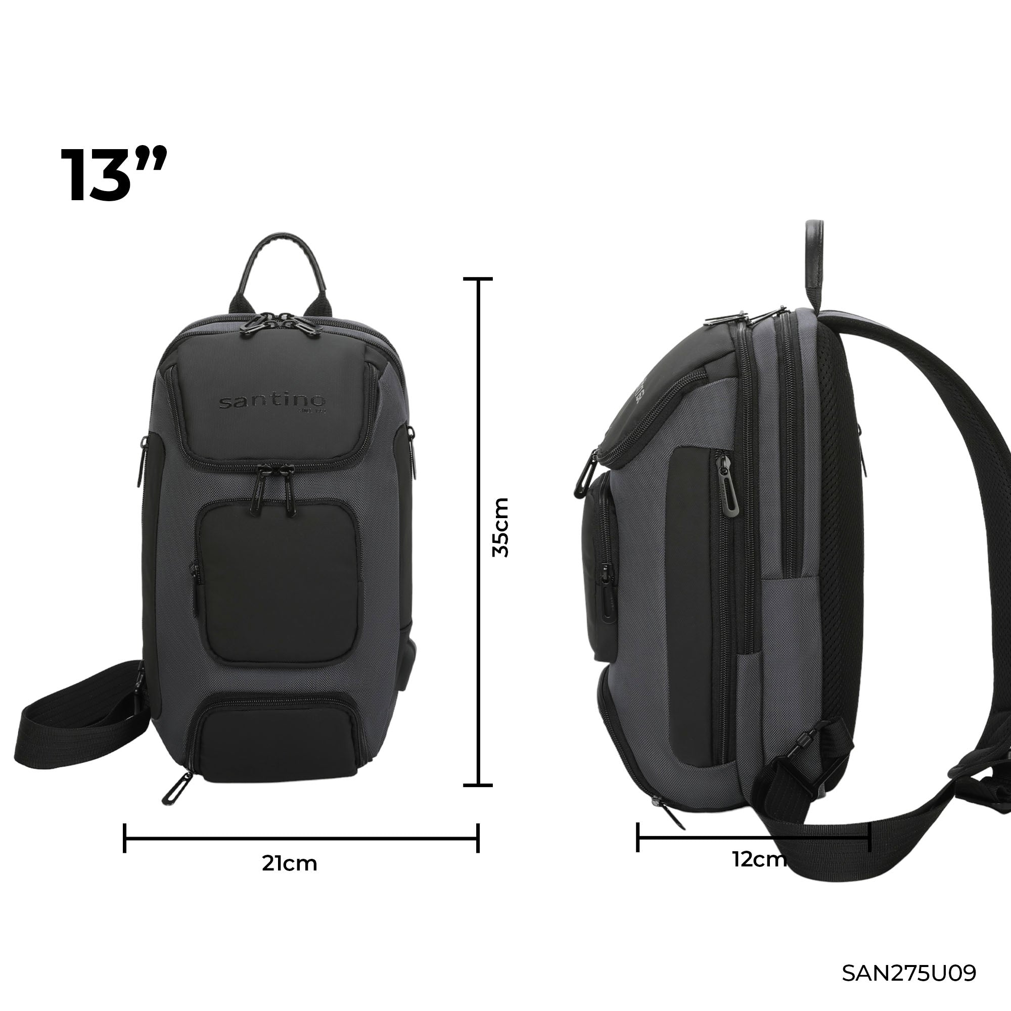 Quinn by Santino Oxford Grey Crossbody Backpack SAN275U