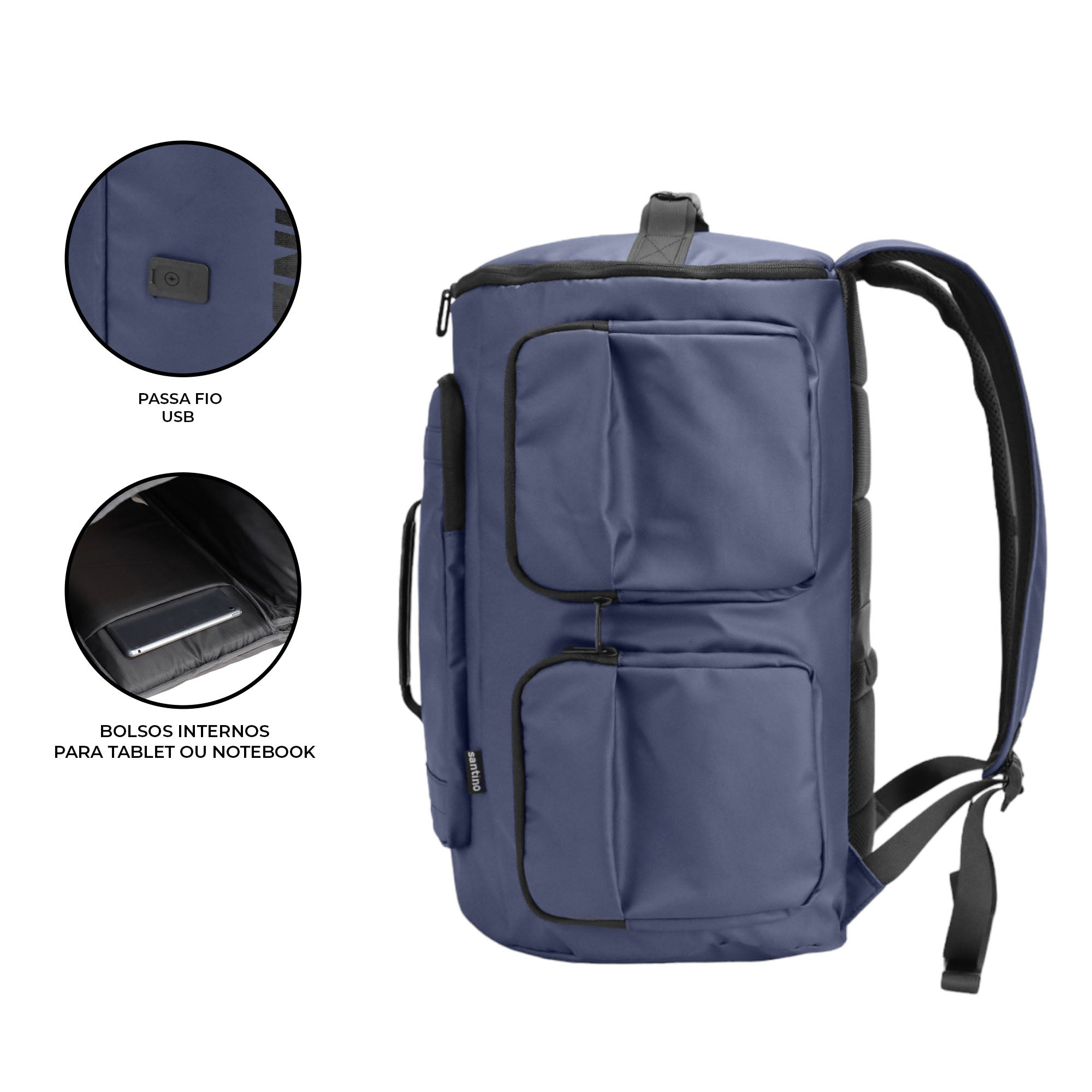 Mochila Camping Notebook Urban Strong Santino Azul SAN270U