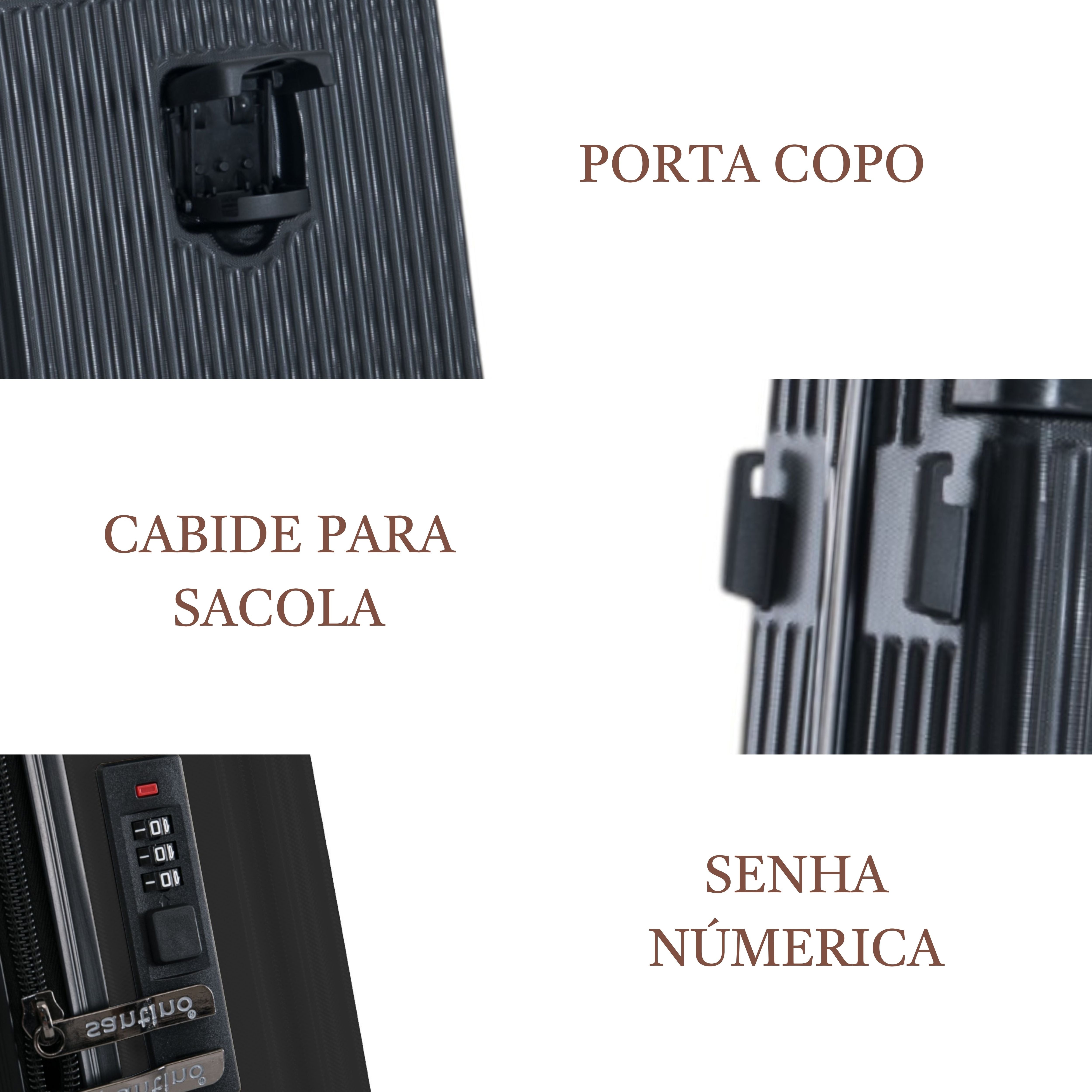 Mala de Bordo Cronos Rígida 360° Santino - ABEV701P - Preto