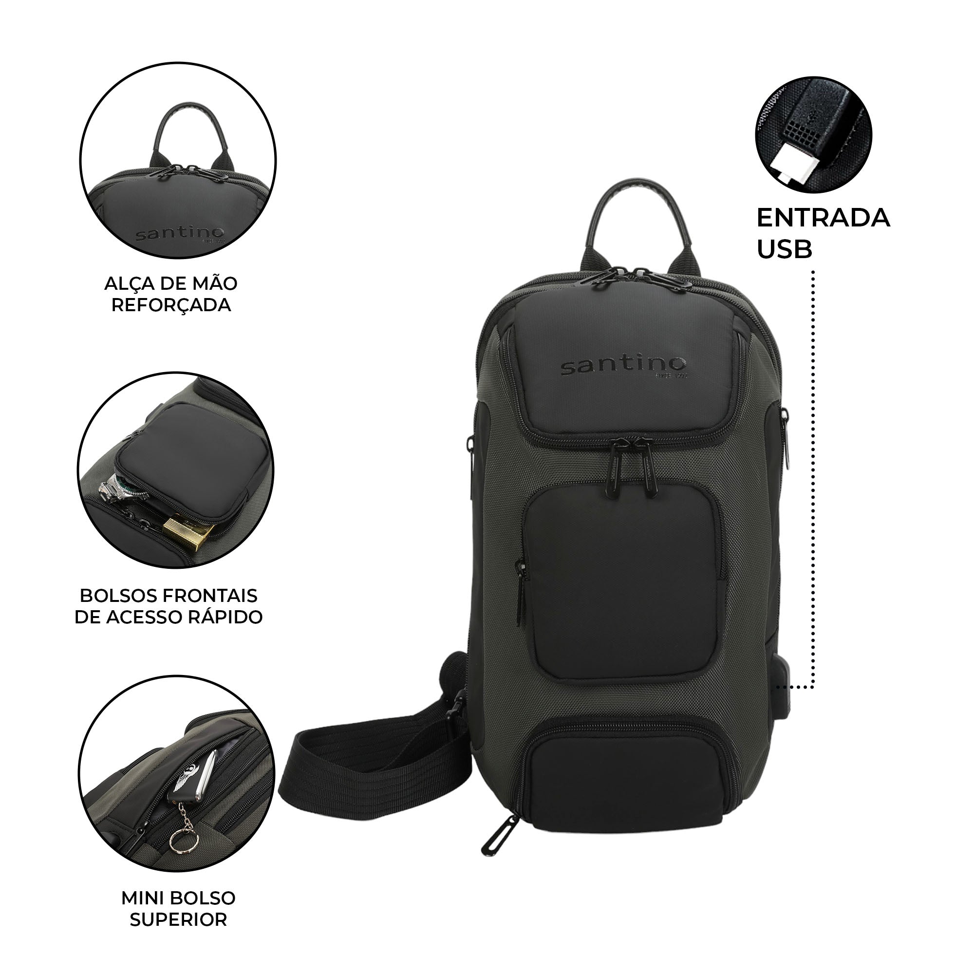 Quinn by Santino Oxford Crossbody Backpack Green M SAN275U