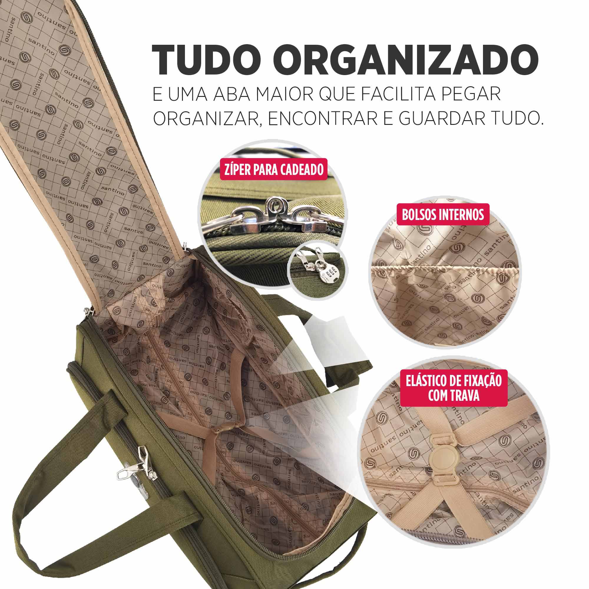Conjunto Sacola de Viagem Londres Poliéster 3 peças Santino - SLS1J