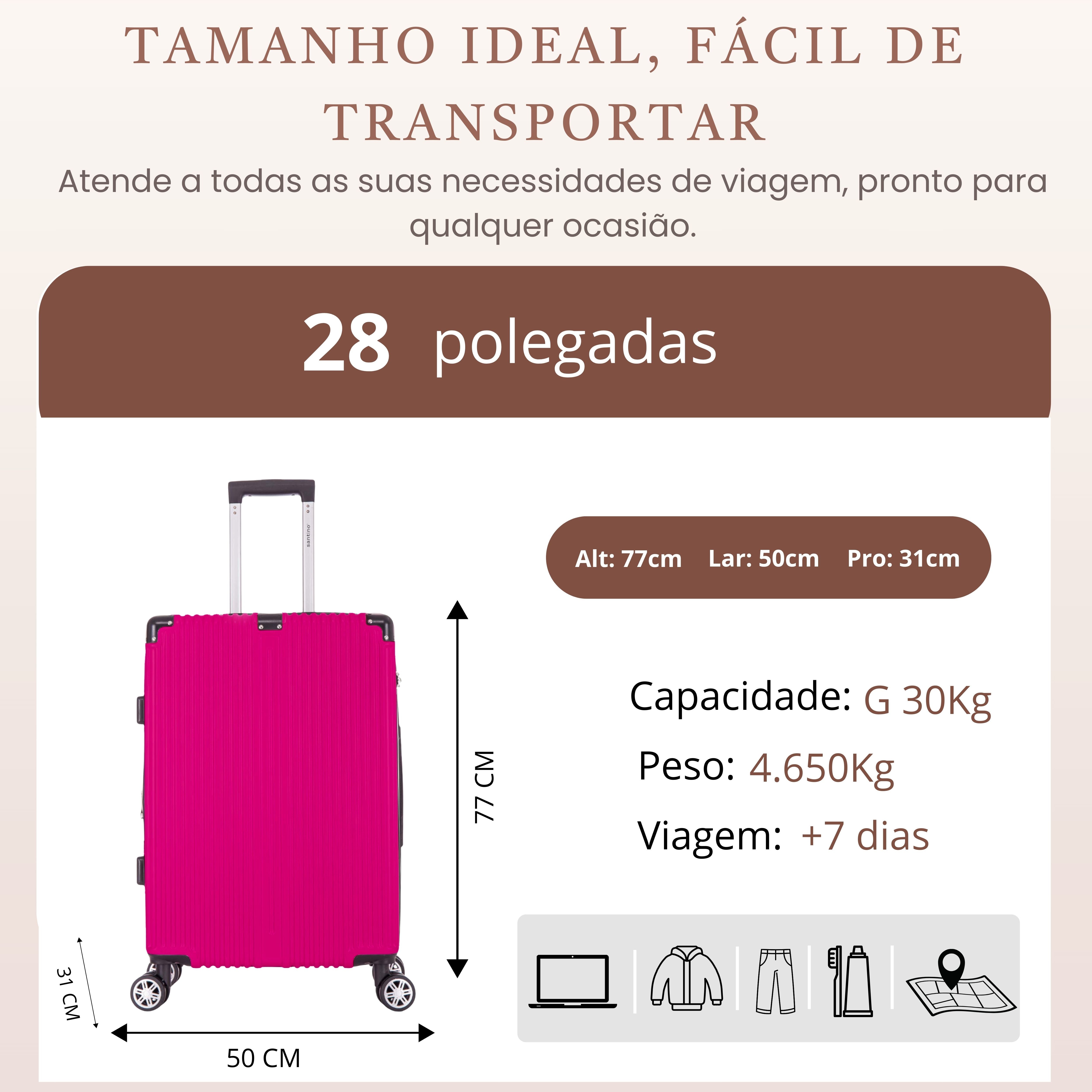 Mala de Viagem Dublin Rígida 360° Santino Preta G - AMZV204G