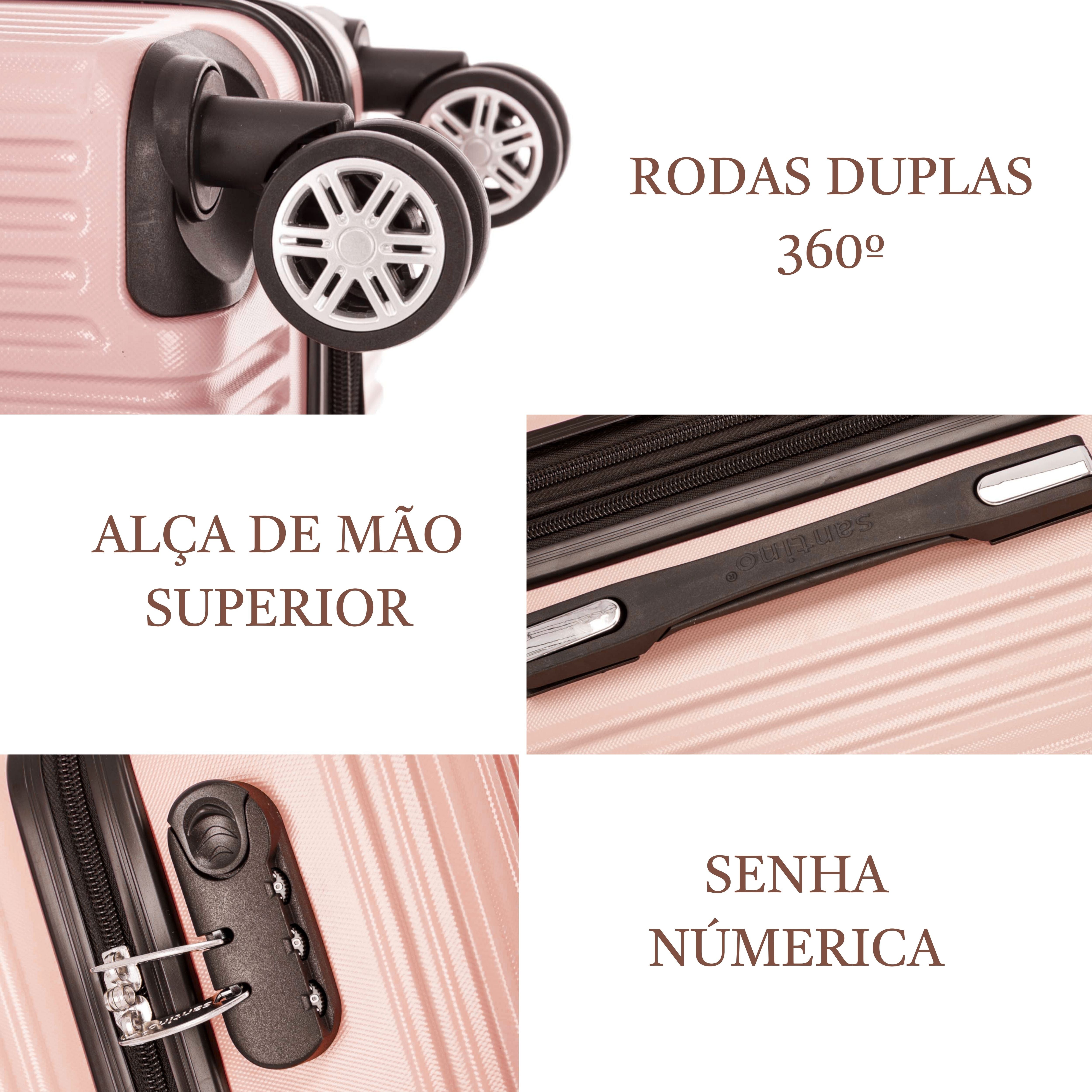 Santino AMZV204P Dublin Rigid Carry-On Suitcase with 4 Double Wheels