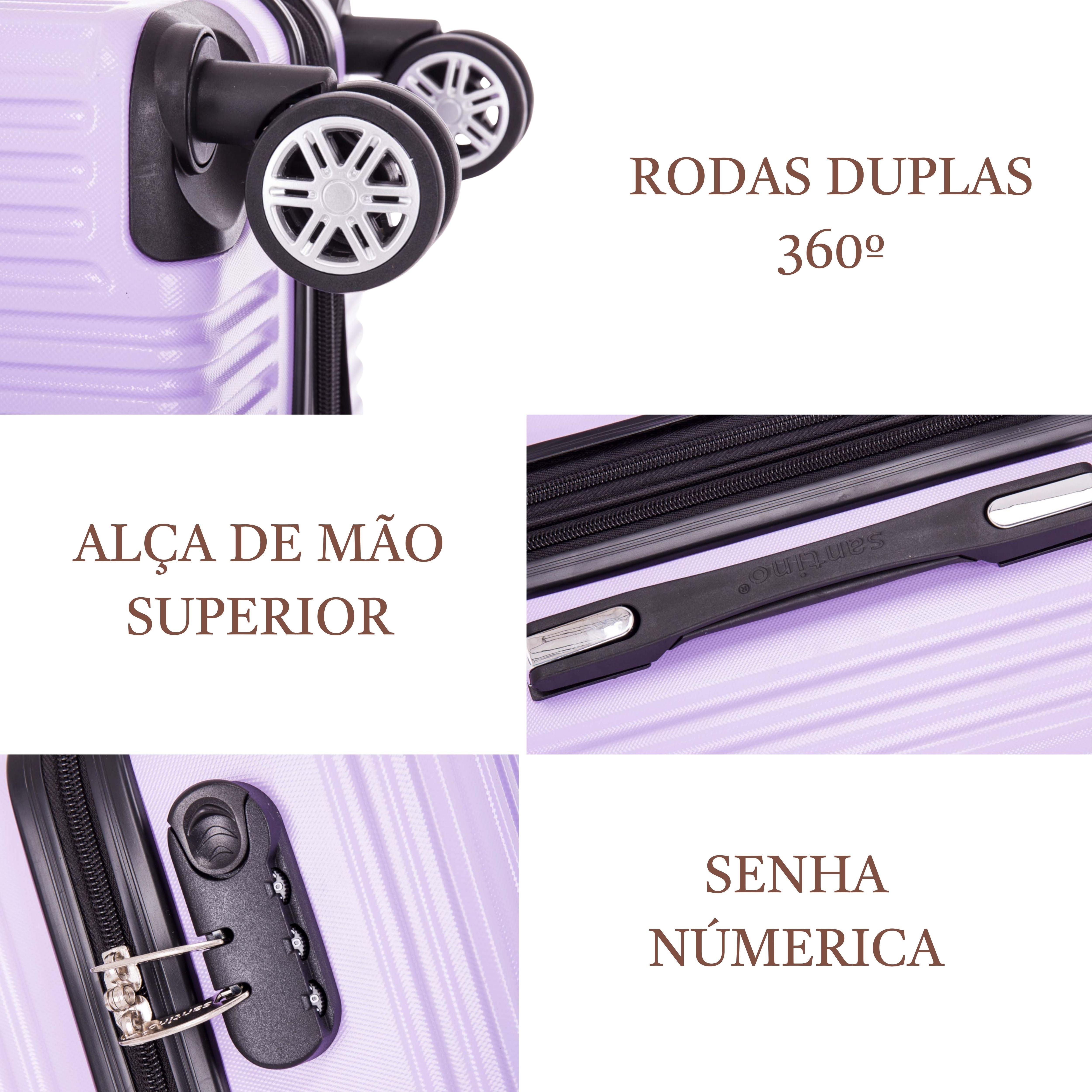 Santino AMZV204P Dublin Rigid Carry-On Suitcase with 4 Double Wheels