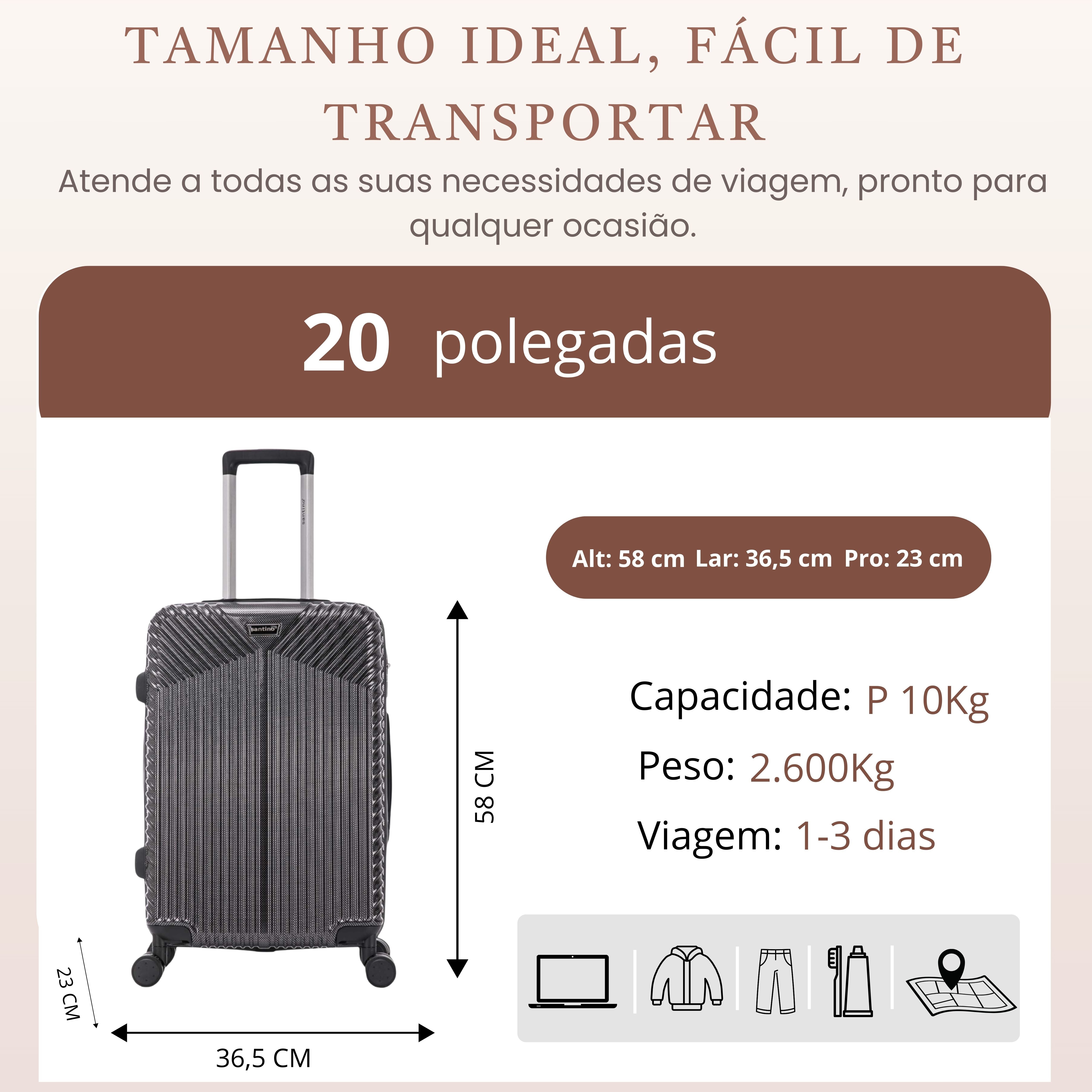 Mala de Viagem Brooklyn Bridge PVC 360° Santino M - AMZV501M