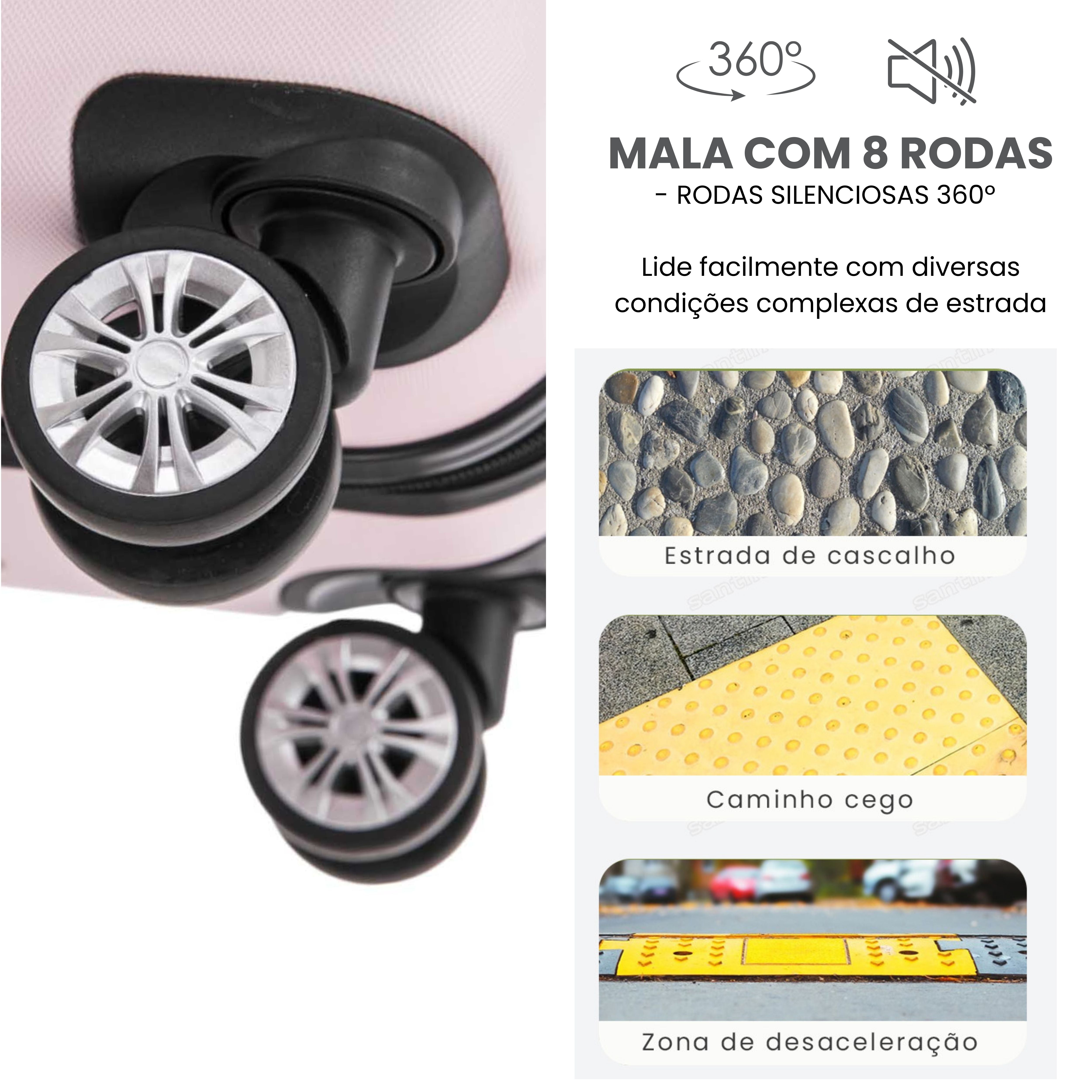 Conjunto de Malas Lincoln Road 3 Pç Rígida Santino MZV505J