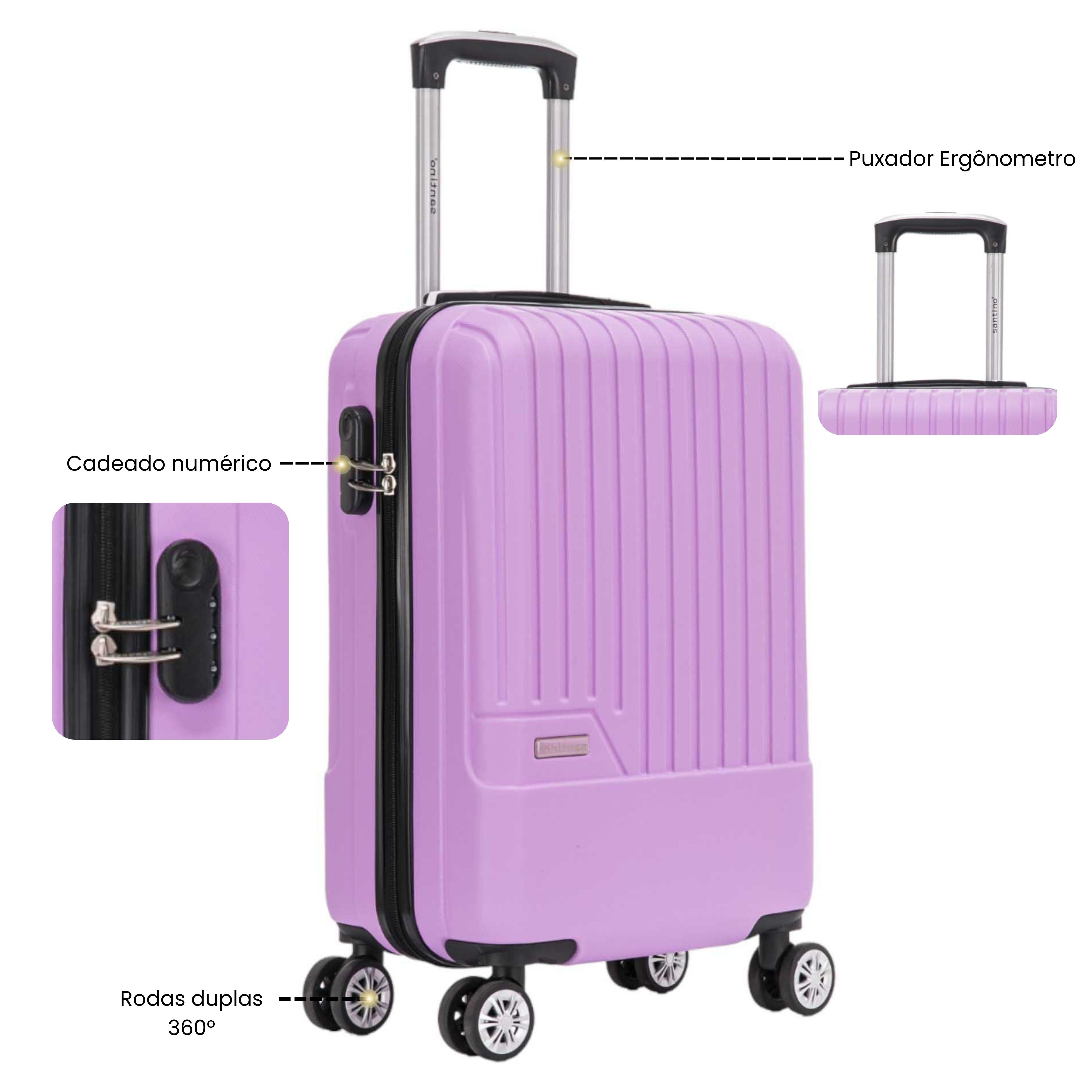 Conjunto de Malas Lincoln Road 3 Pç Rígida Santino MZV505J
