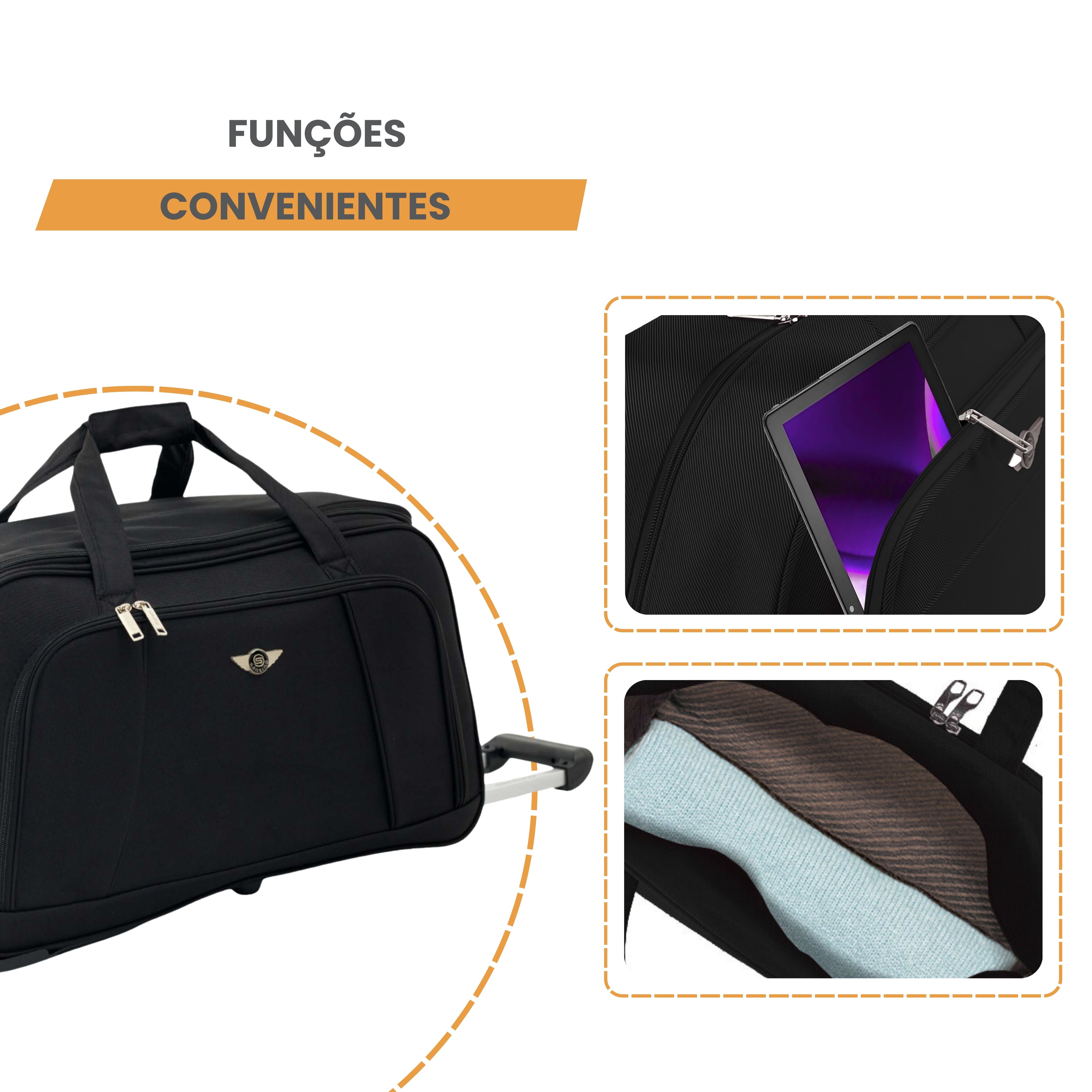 Sacola de Viagem Sardenha Pol 2 Rodas Santino G - NDS501G