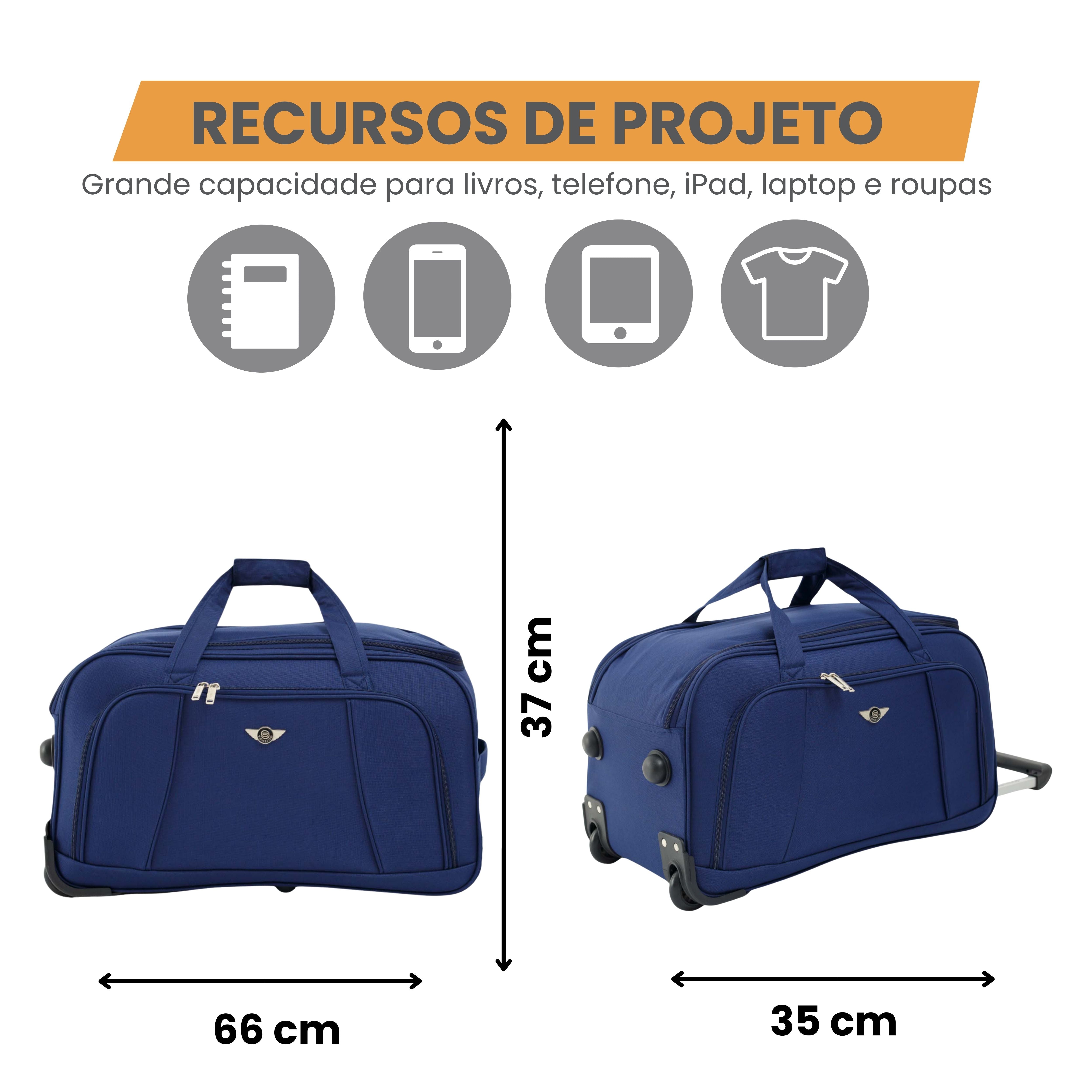 Sacola de Viagem Sardenha Pol 2 Rodas Santino G - NDS501G
