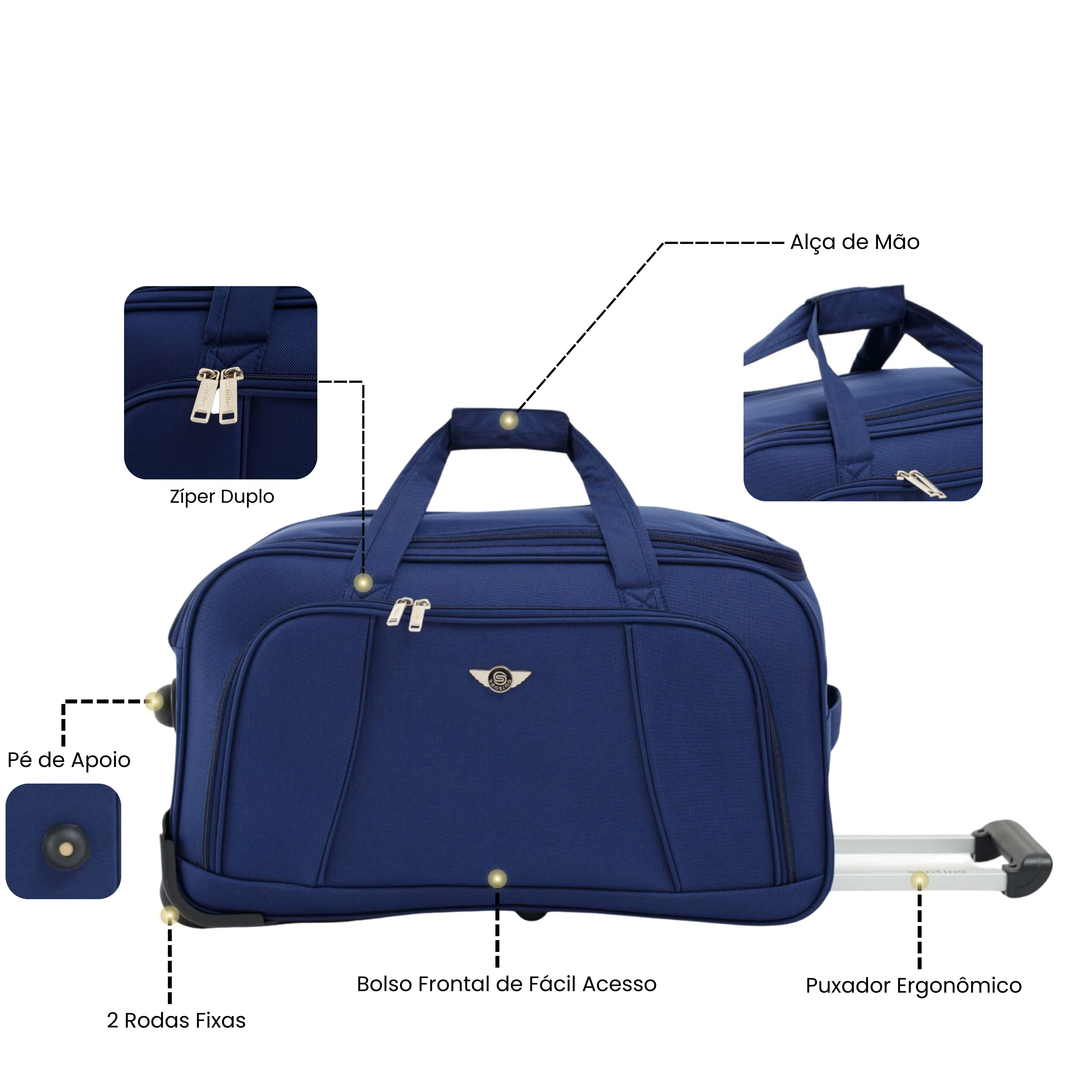 Conjunto Sacola de Viagem Sardenha Poliéster 3 peças Santino - NDS501J