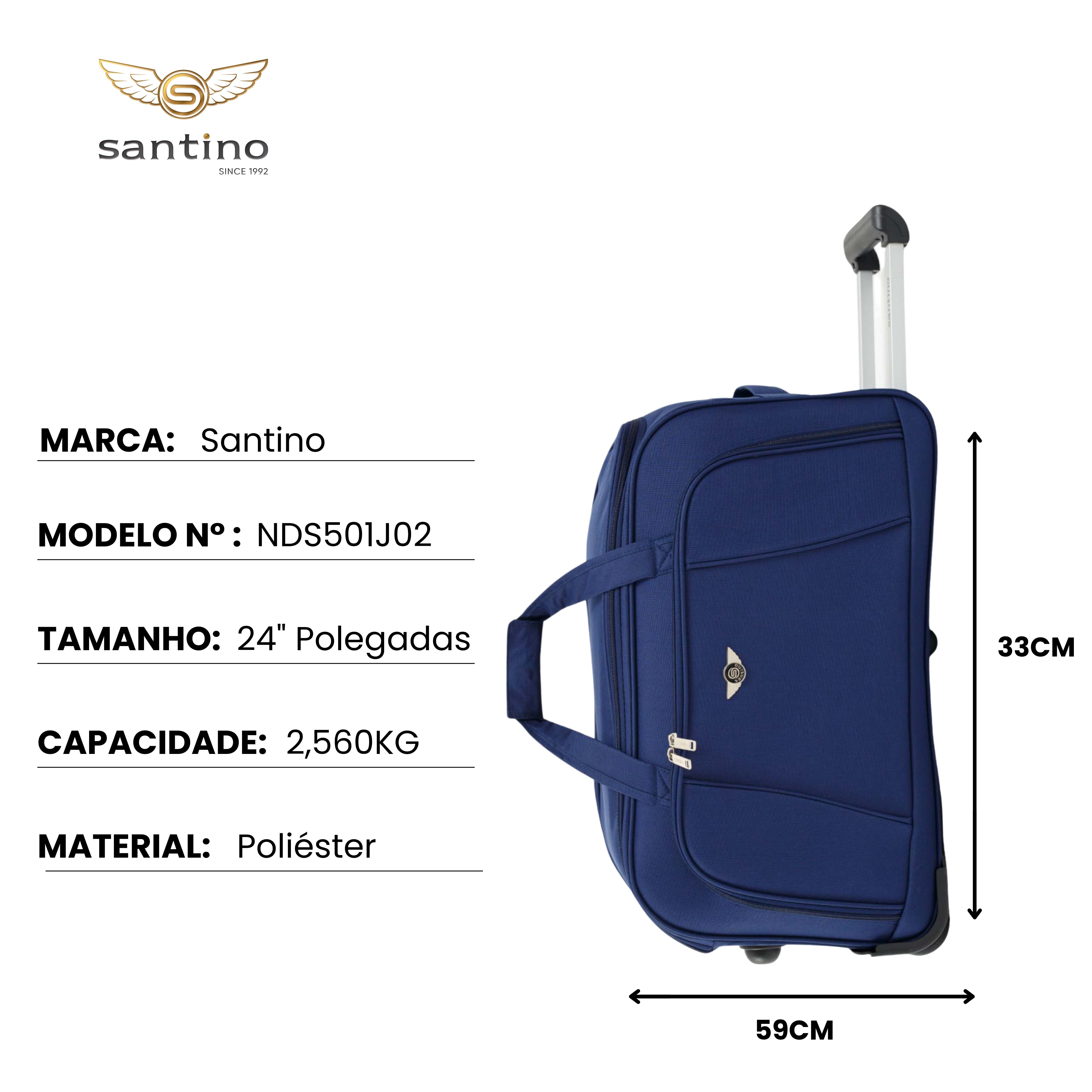 Conjunto Sacola de Viagem Sardenha Poliéster 3 peças Santino - NDS501J