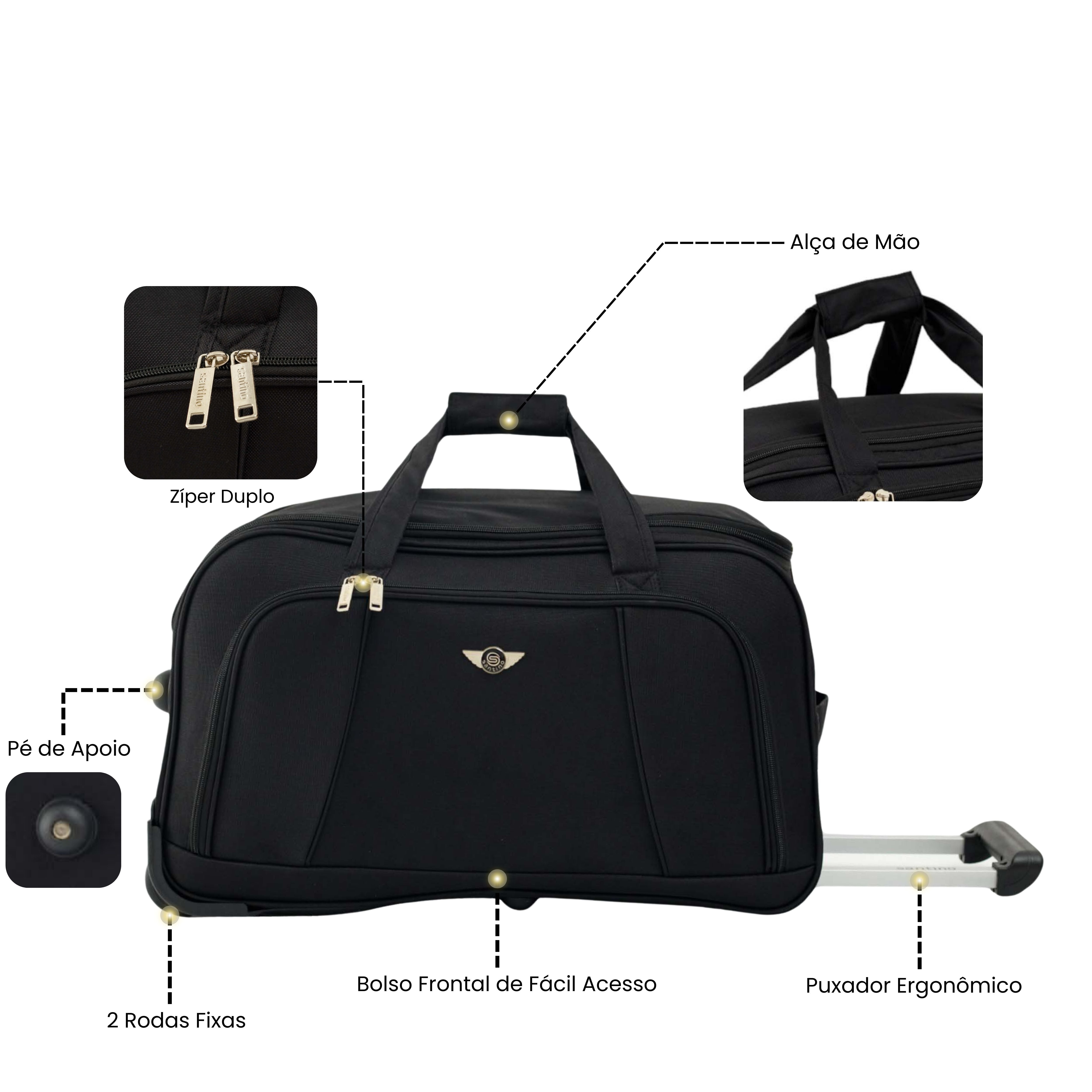 Conjunto Sacola de Viagem Sardenha Poliéster 3 peças Santino - NDS501J