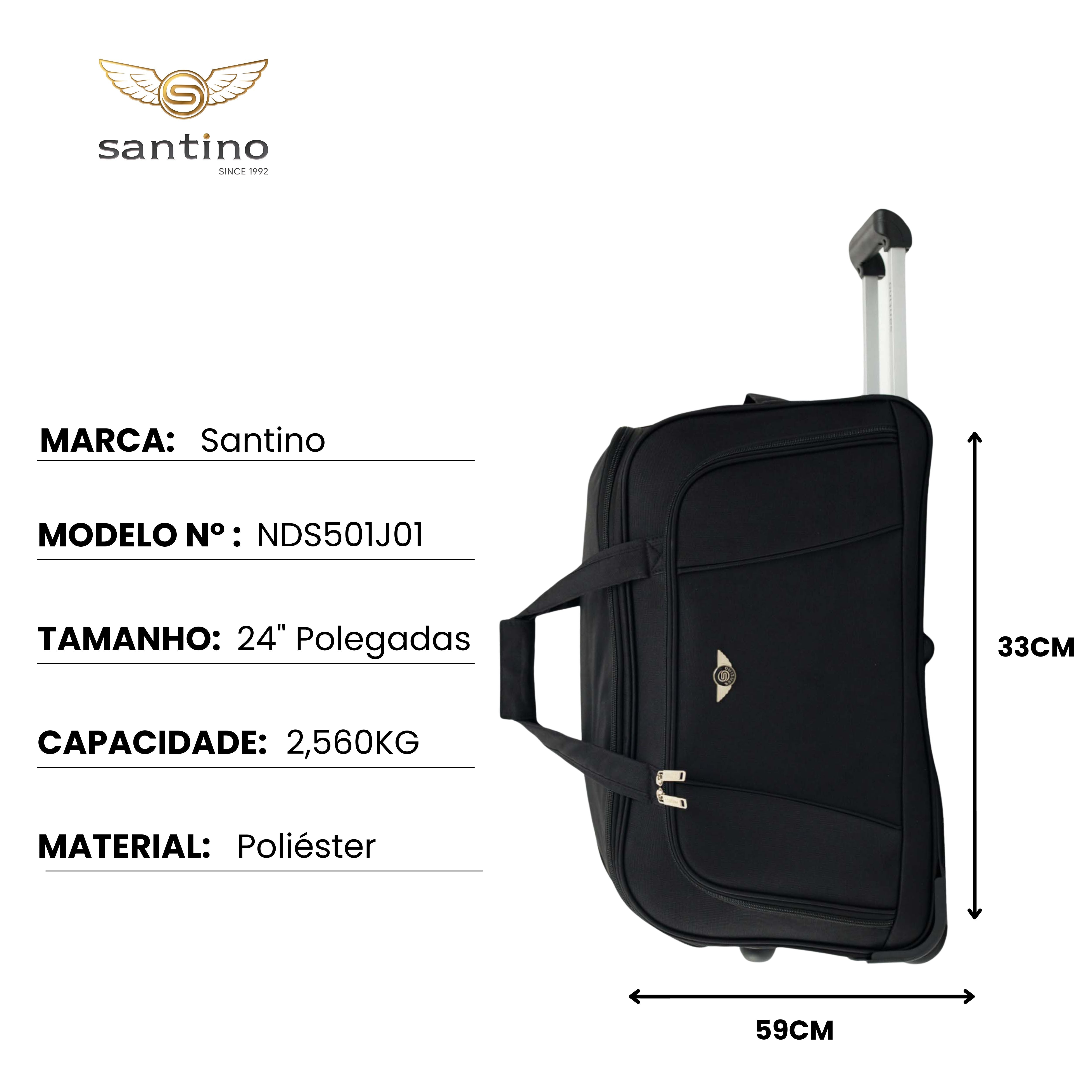 Conjunto Sacola de Viagem Sardenha Poliéster 3 peças Santino - NDS501J