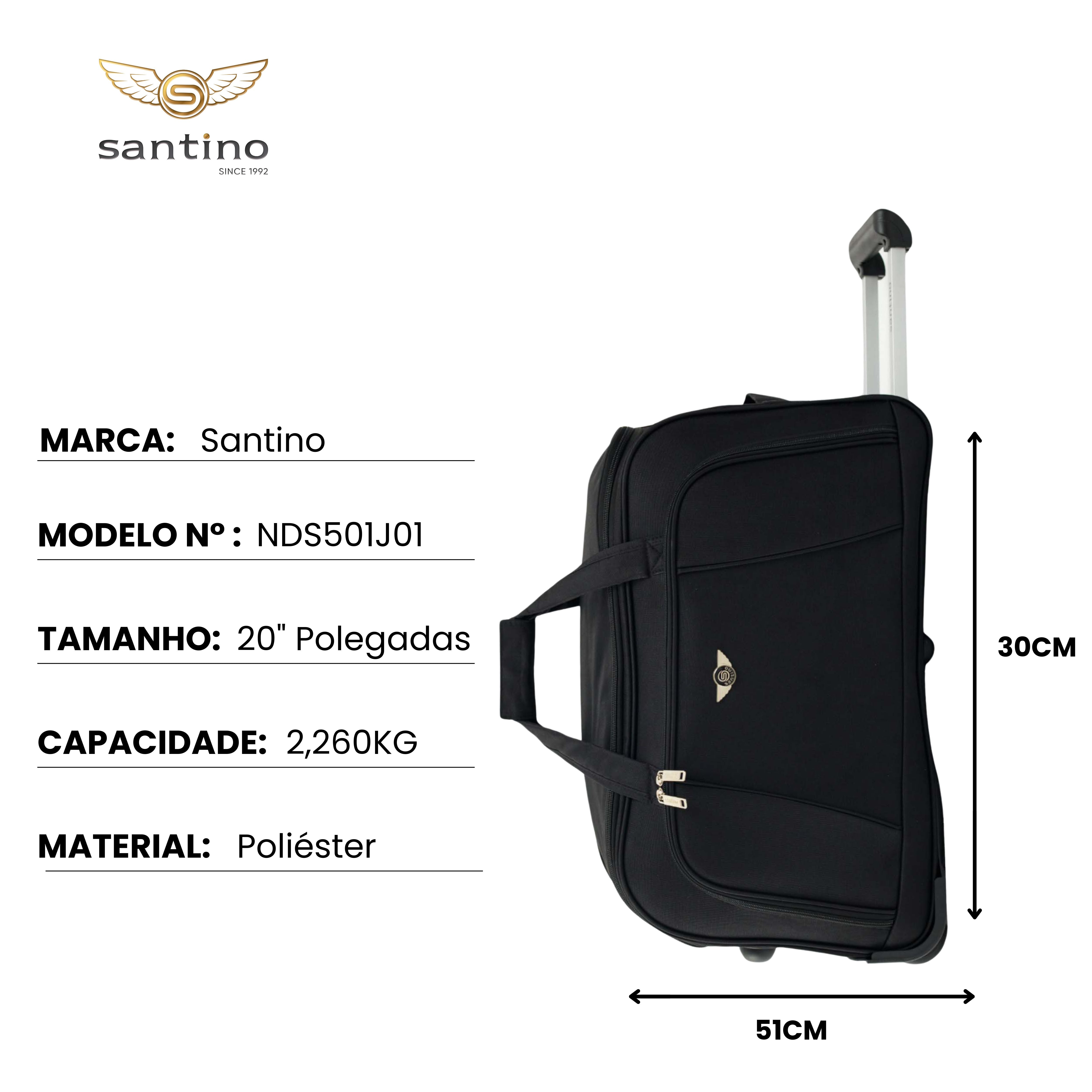 Conjunto Sacola de Viagem Sardenha Poliéster 3 peças Santino - NDS501J
