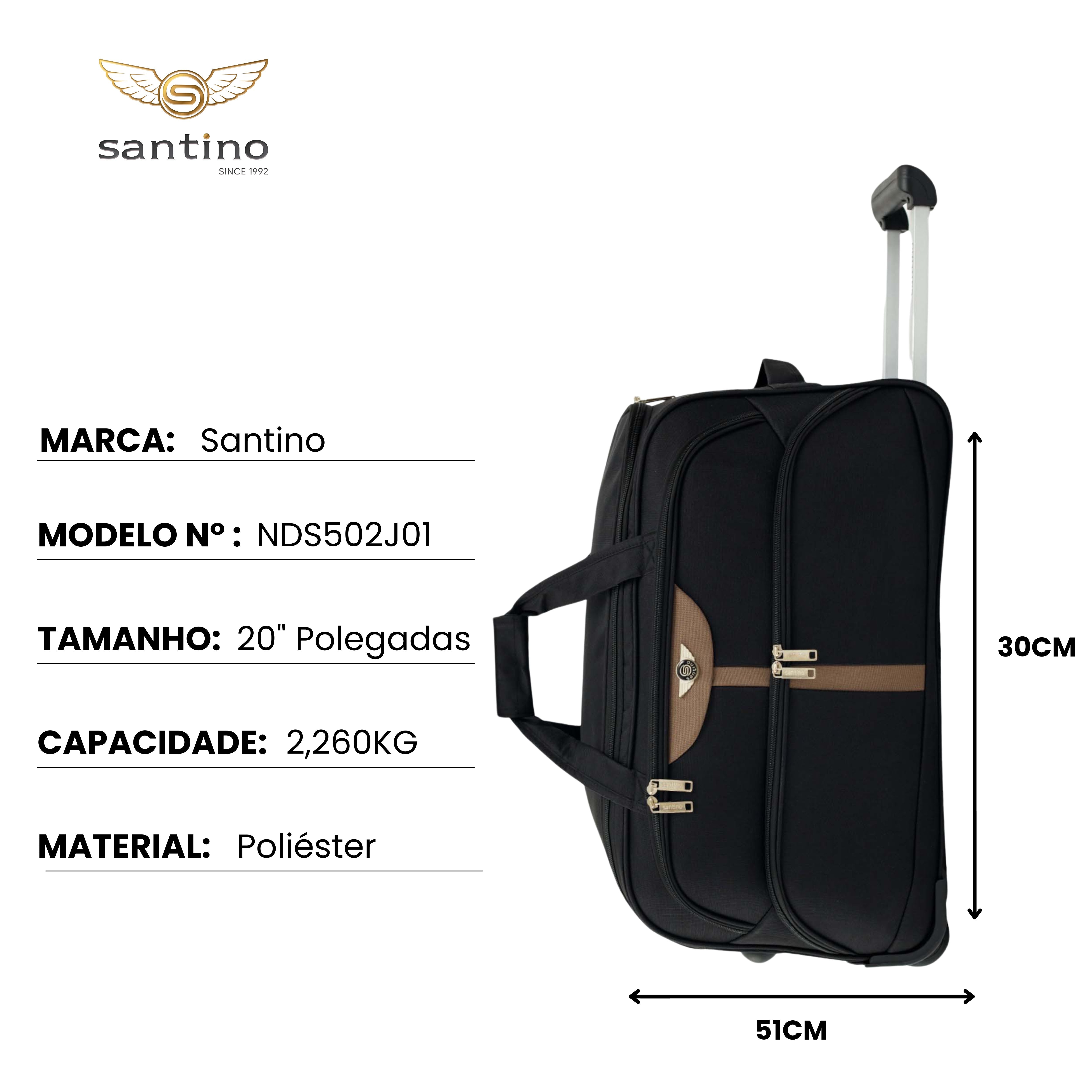 Conjunto Sacola de Viagem Panay Poliéster 3 peças Santino - NDS502J