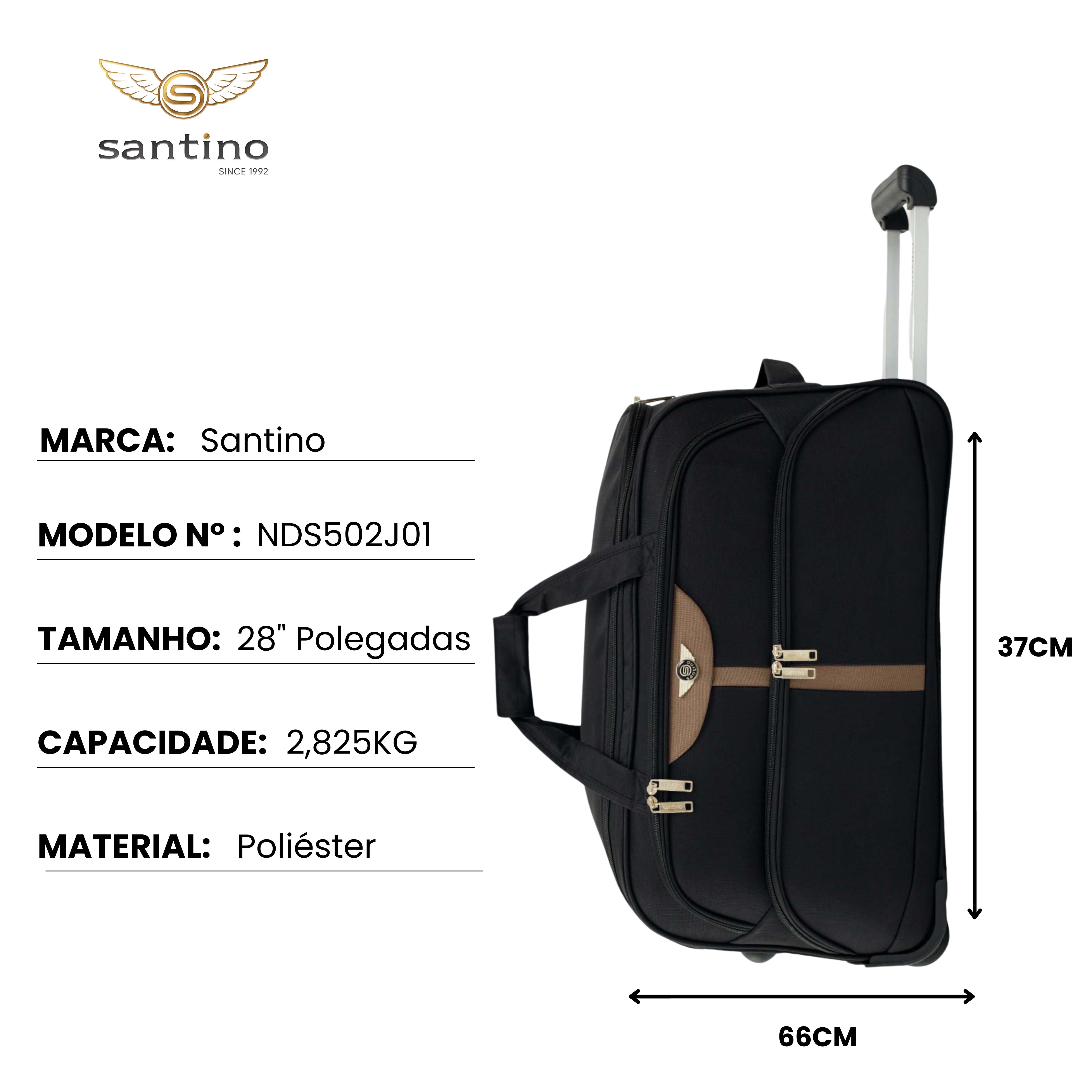 Conjunto Sacola de Viagem Panay Poliéster 3 peças Santino - NDS502J