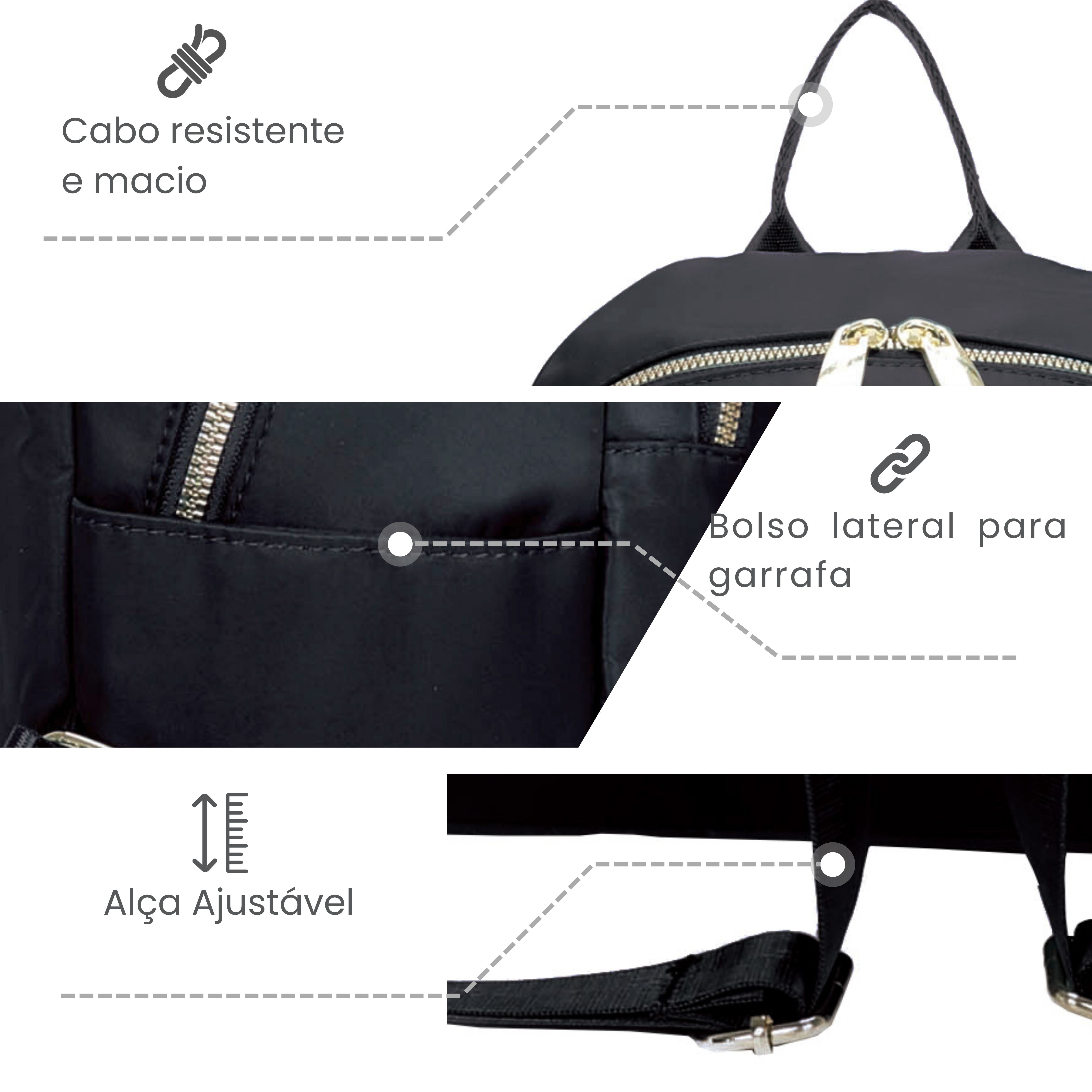 Bolsa Mochila Amarílis Nylon Santino Preta SAB412U01