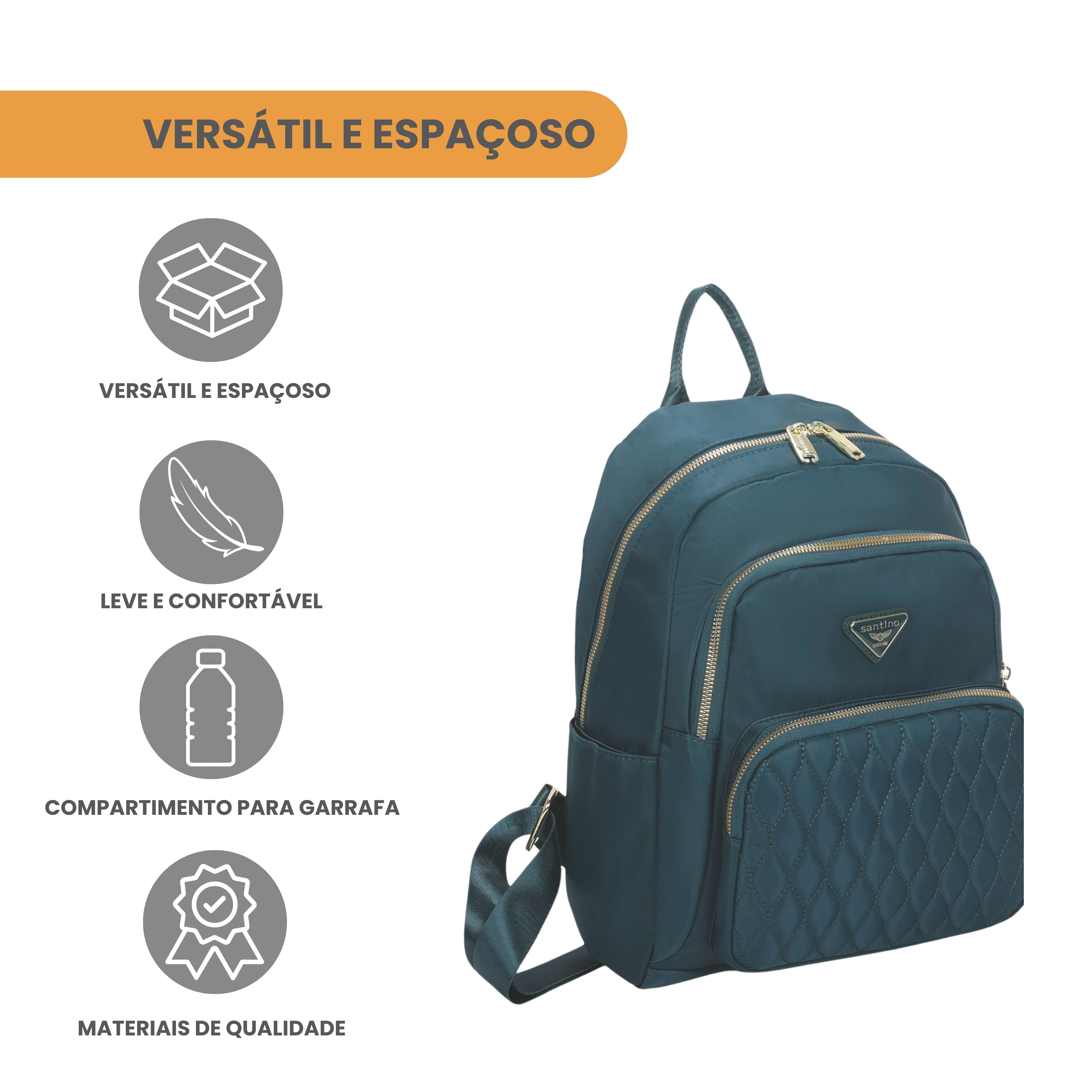 Bolsa Mochila Amarílis Nylon Santino Azul Turquesa SAB412U15