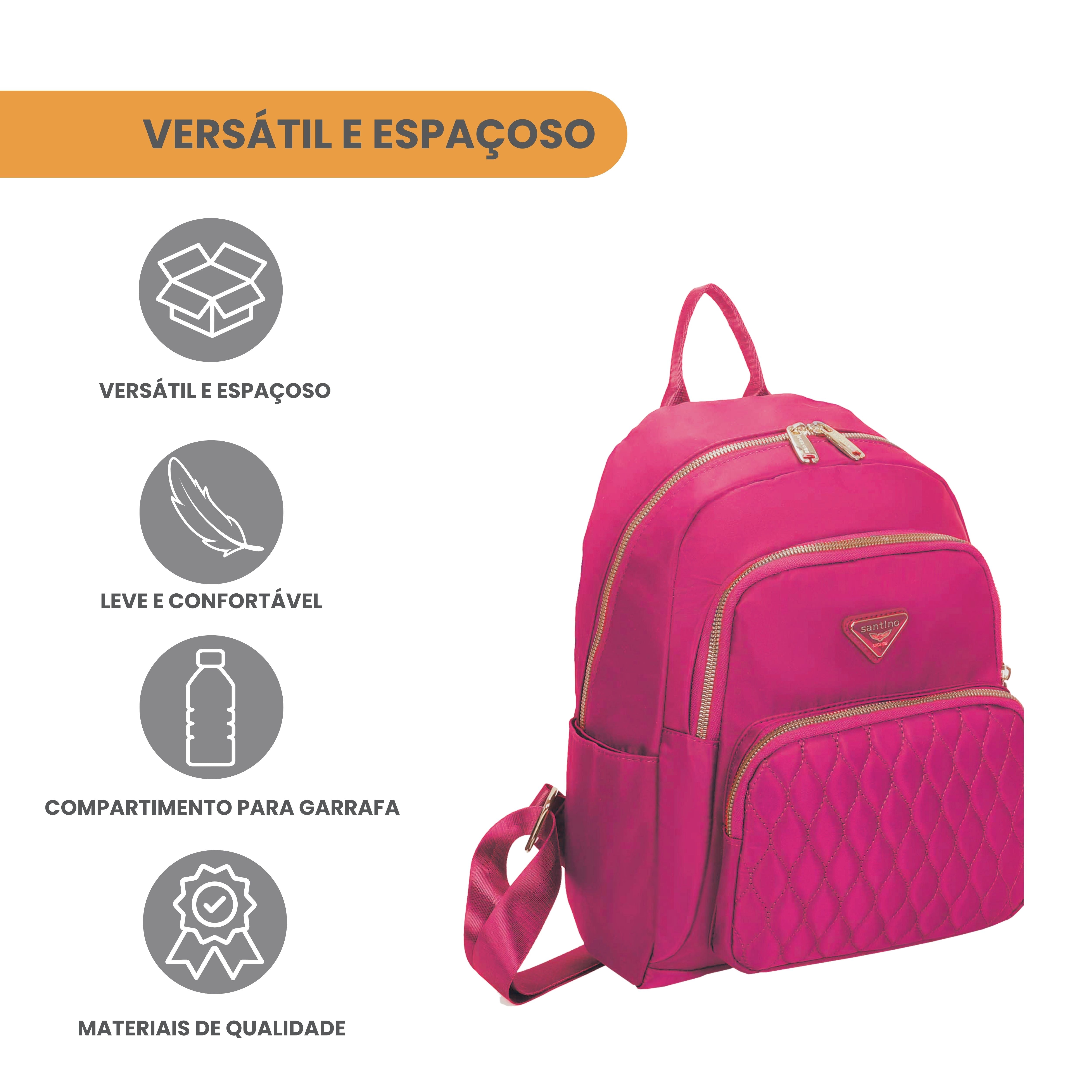 Bolsa Mochila Amarílis Nylon Santino Pink SAB412U47