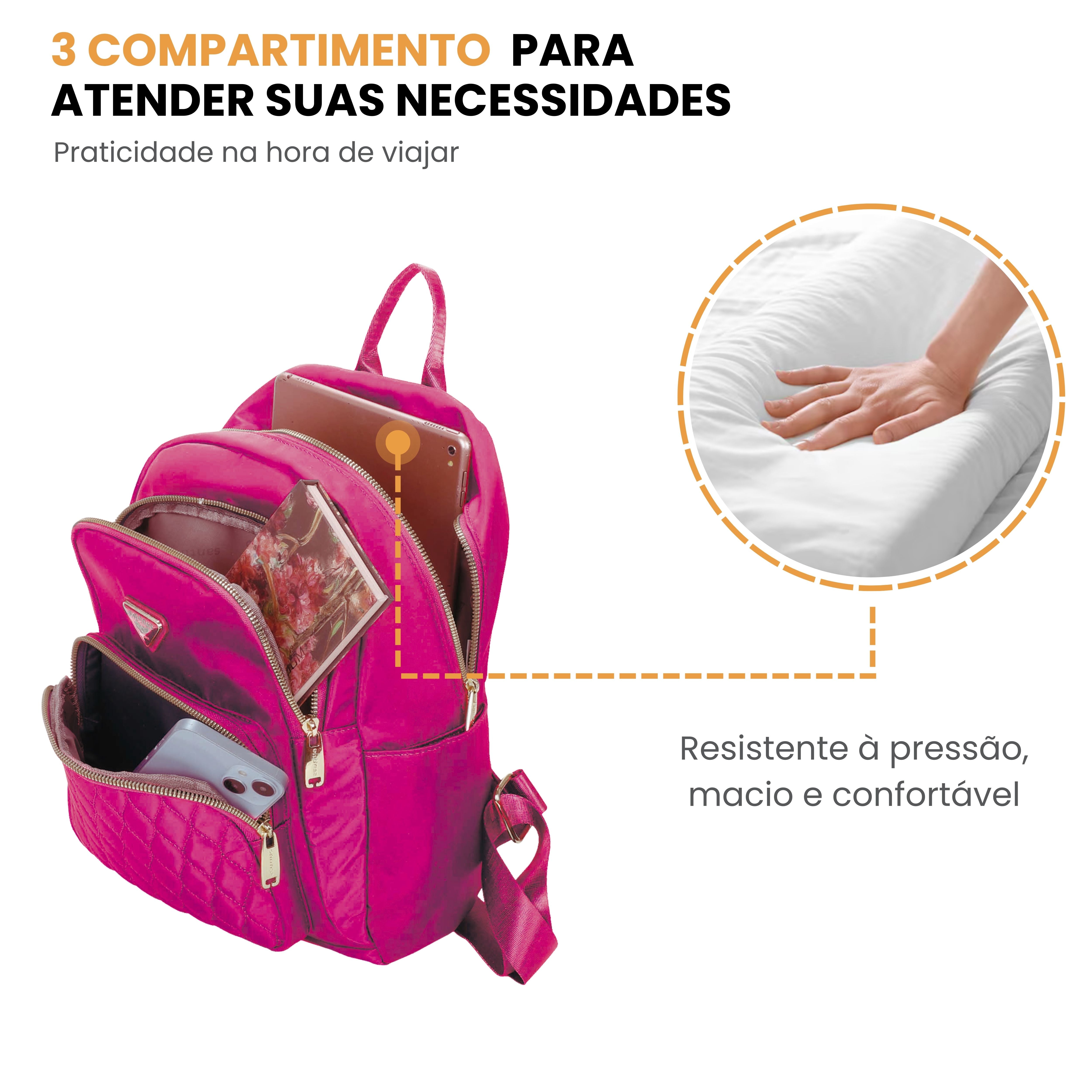 Bolsa Mochila Amarílis Nylon Santino Pink SAB412U47