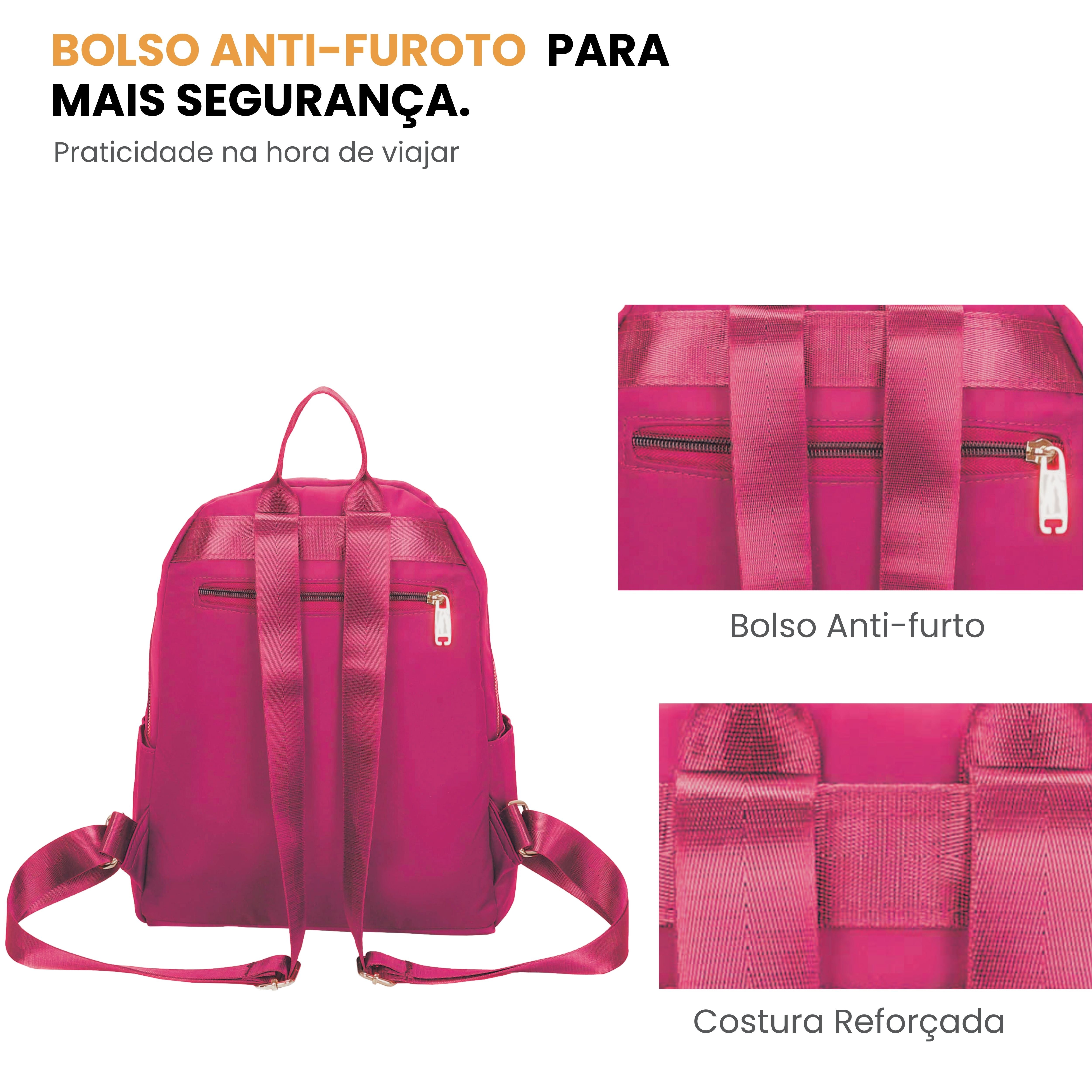 Bolsa Mochila Amarílis Nylon Santino Pink SAB412U47