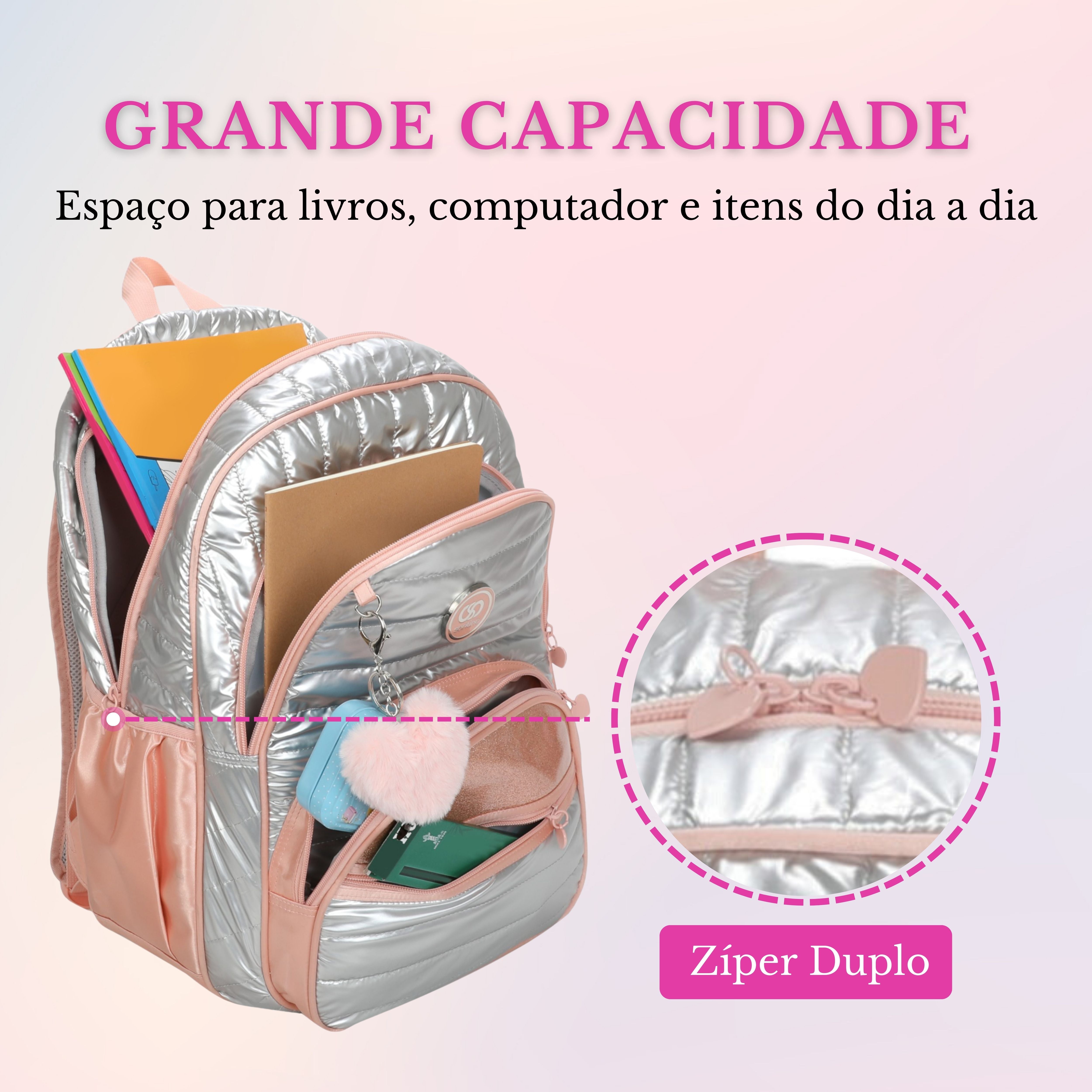 Mochila Sweet Girl Silver Wish by Santino Poliéster SAM233U Rosa Claro