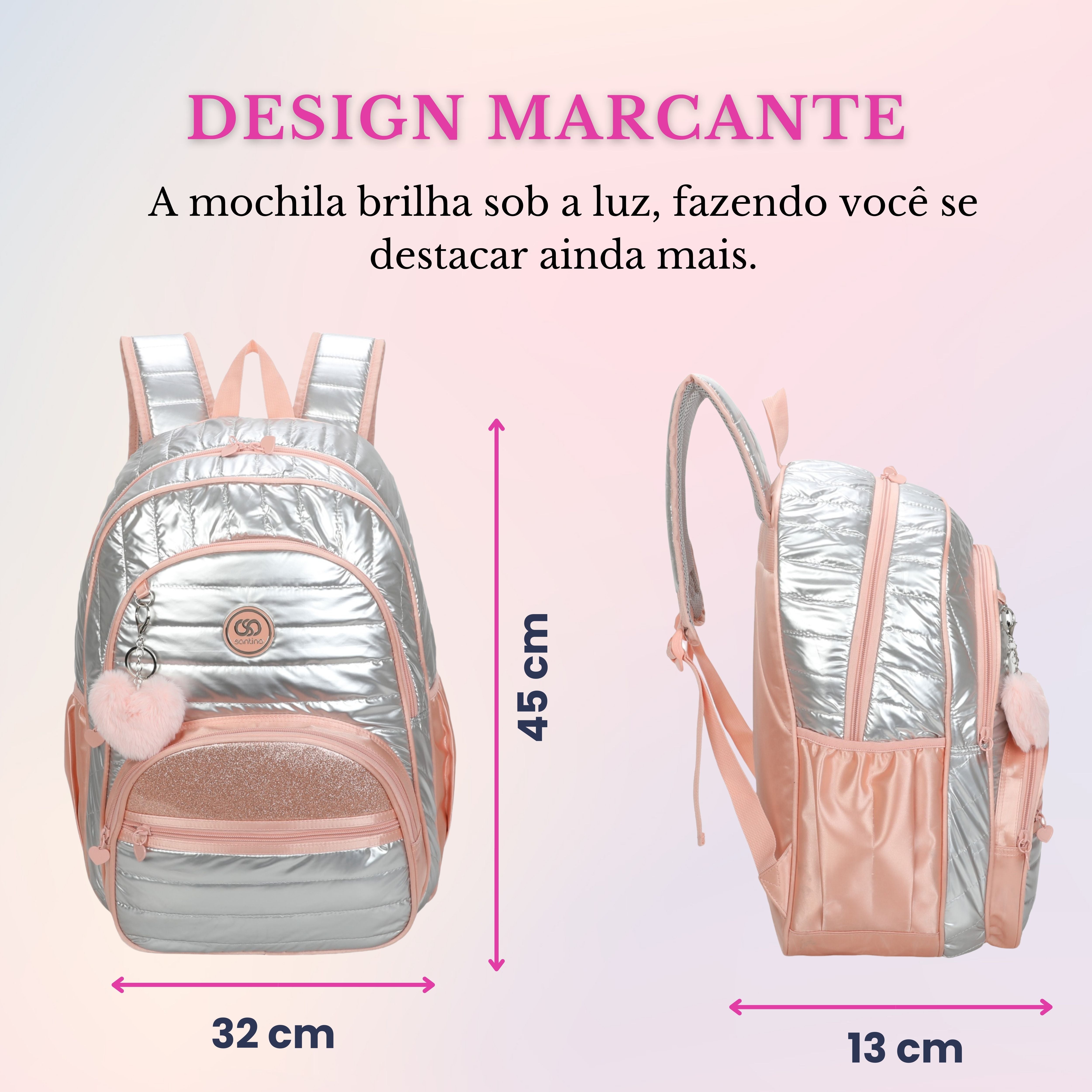 Mochila Sweet Girl Silver Wish by Santino Poliéster SAM233U Rosa Claro