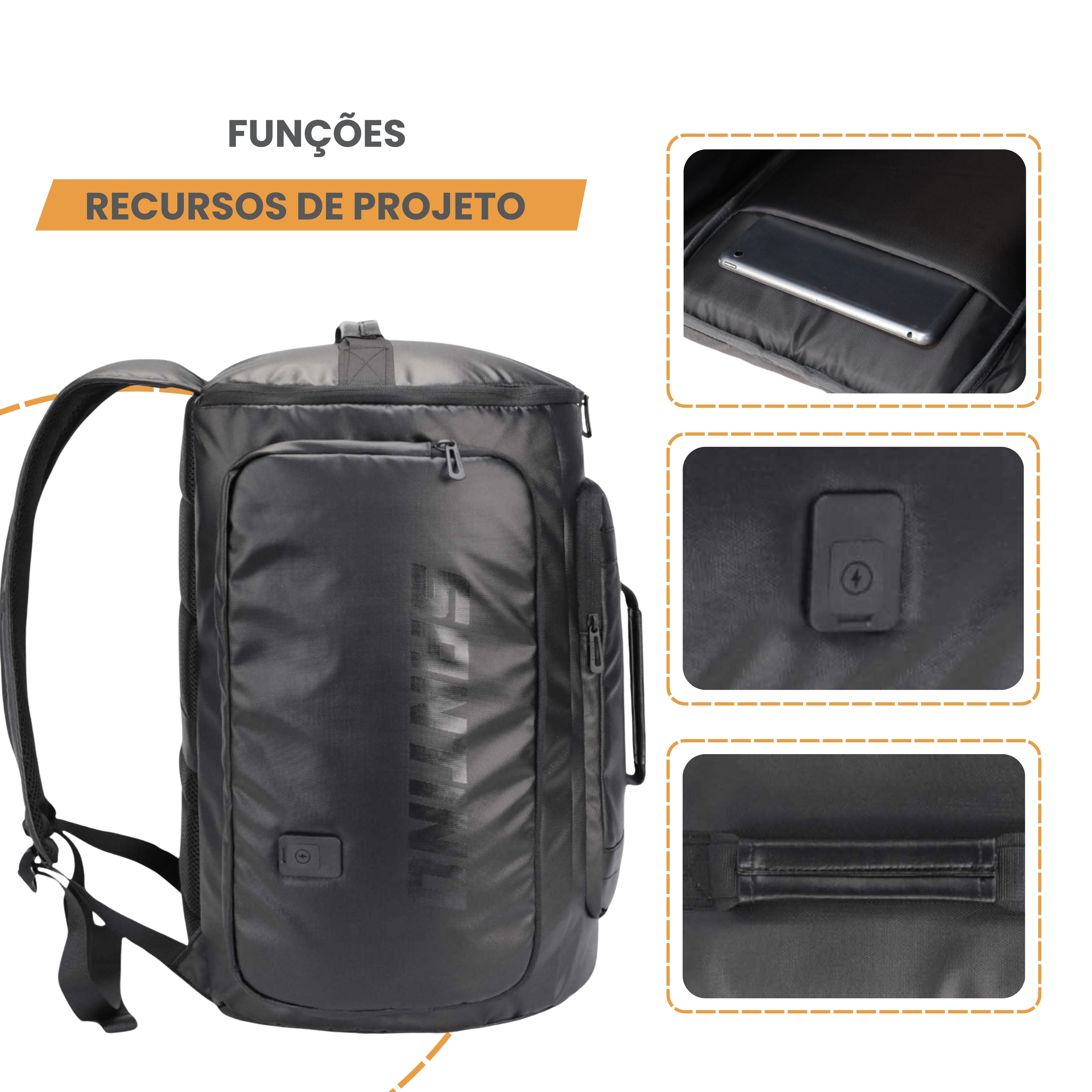 Mochila Camping Notebook Urban Strong Santino Preto SAN270u