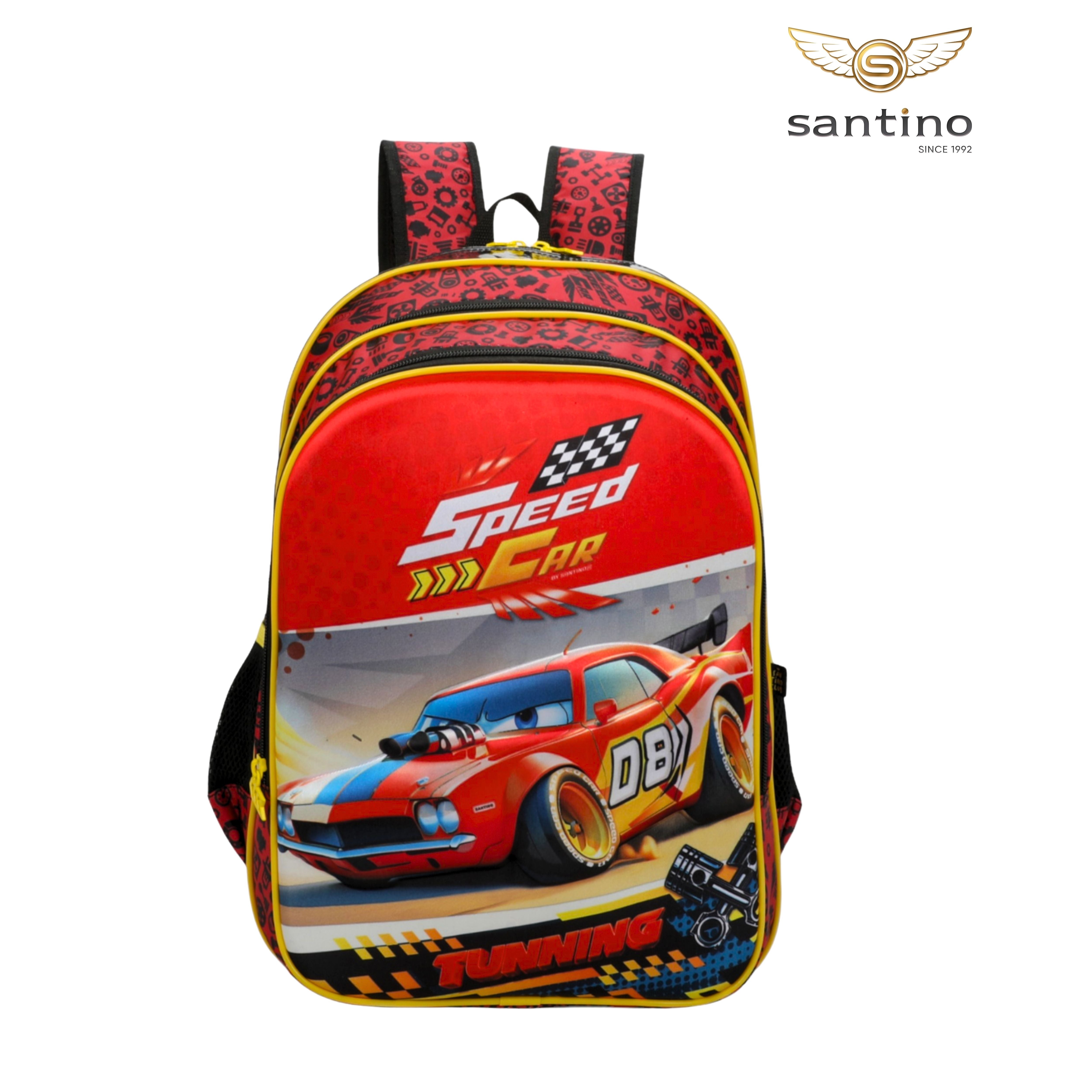 Mochila Infantil Speed Car Champion by Santino Poliéster SCM10U Vermelho