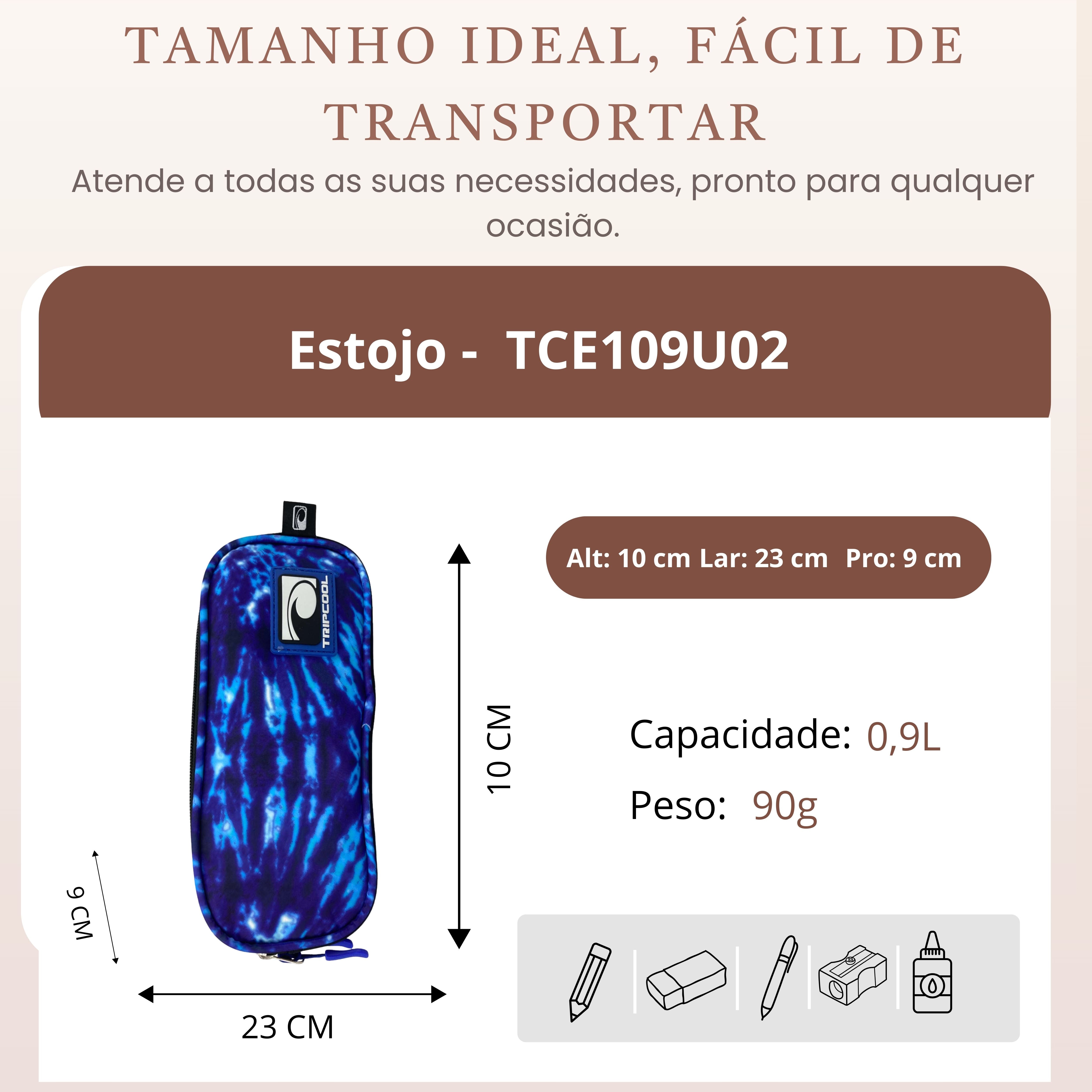 Estojo Juvenil Seven Mile Poliéster Tripcool TCE109U02