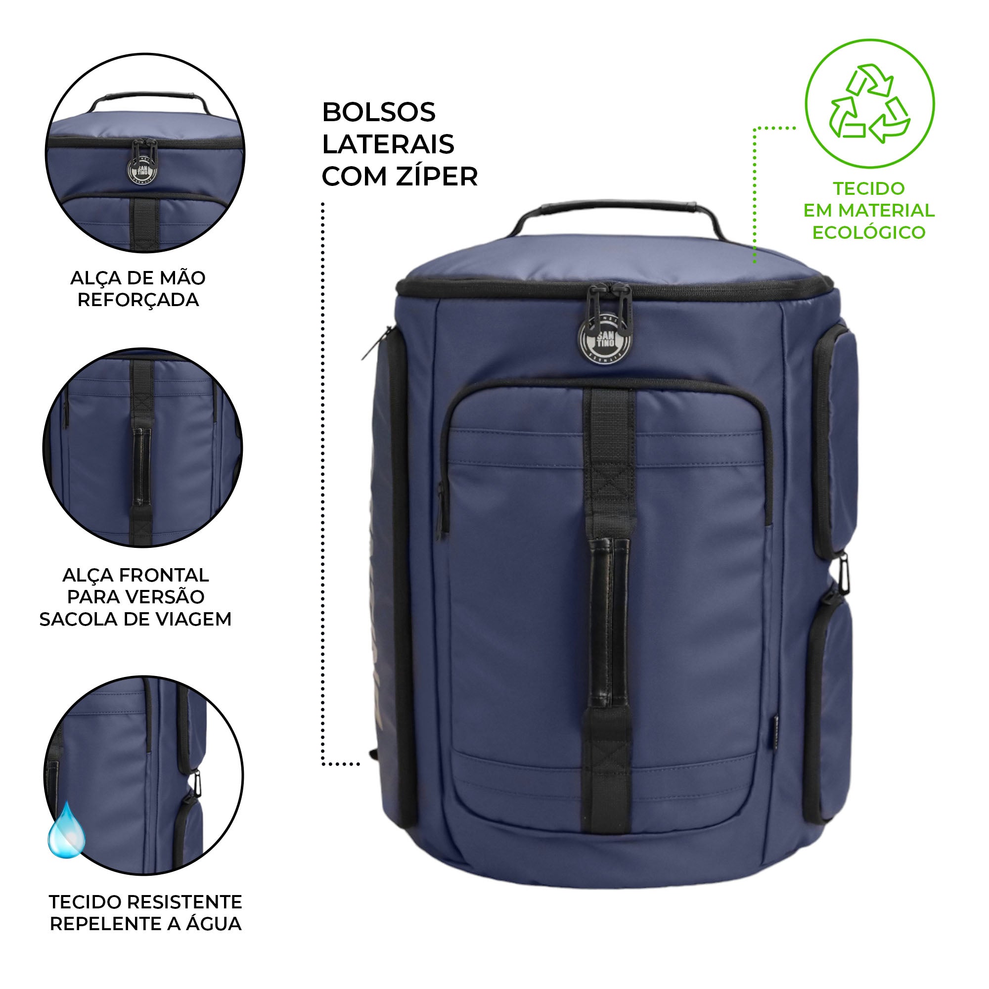 Mochila Camping Notebook Urban Strong Santino Azul SAN270U