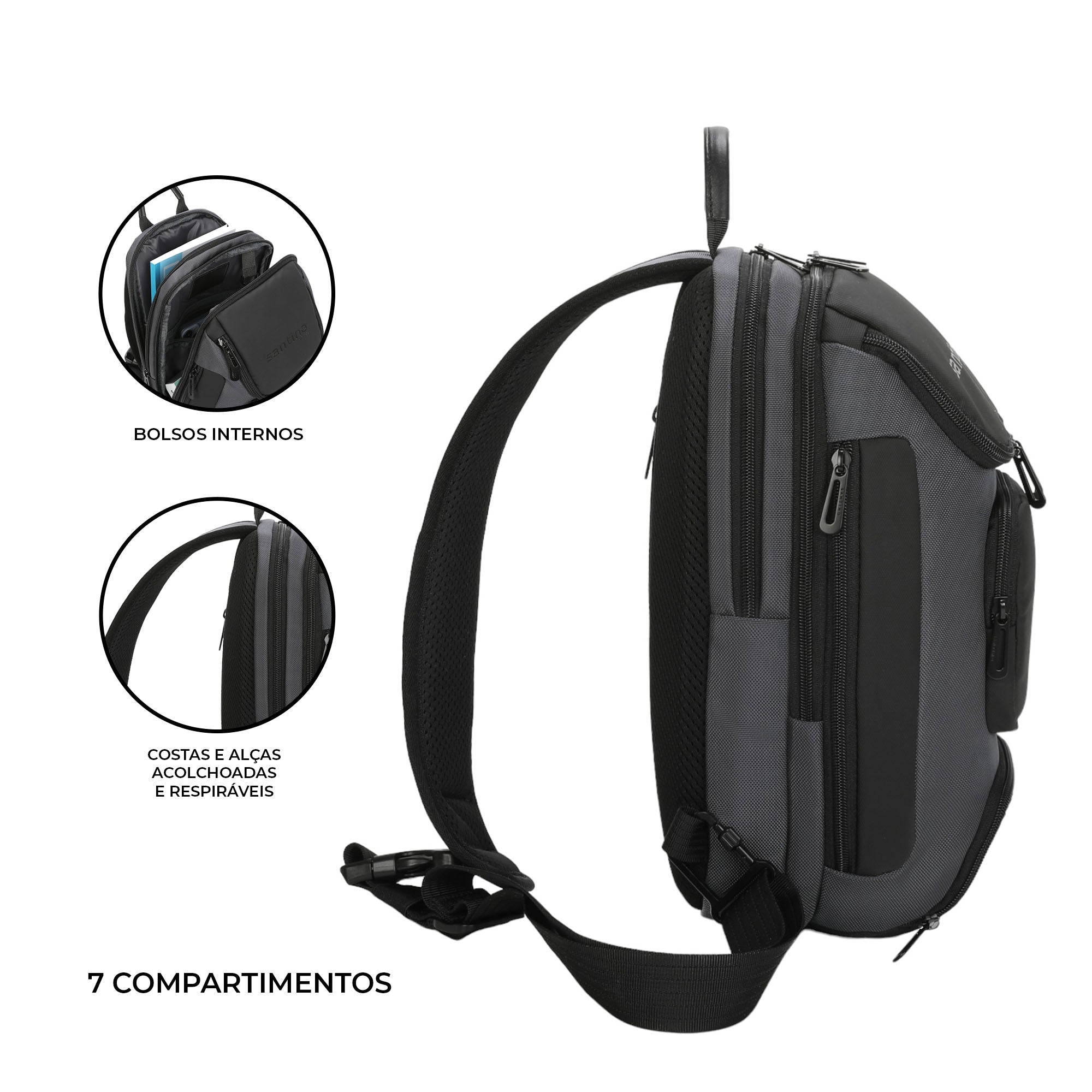 Quinn by Santino Oxford Grey Crossbody Backpack SAN275U