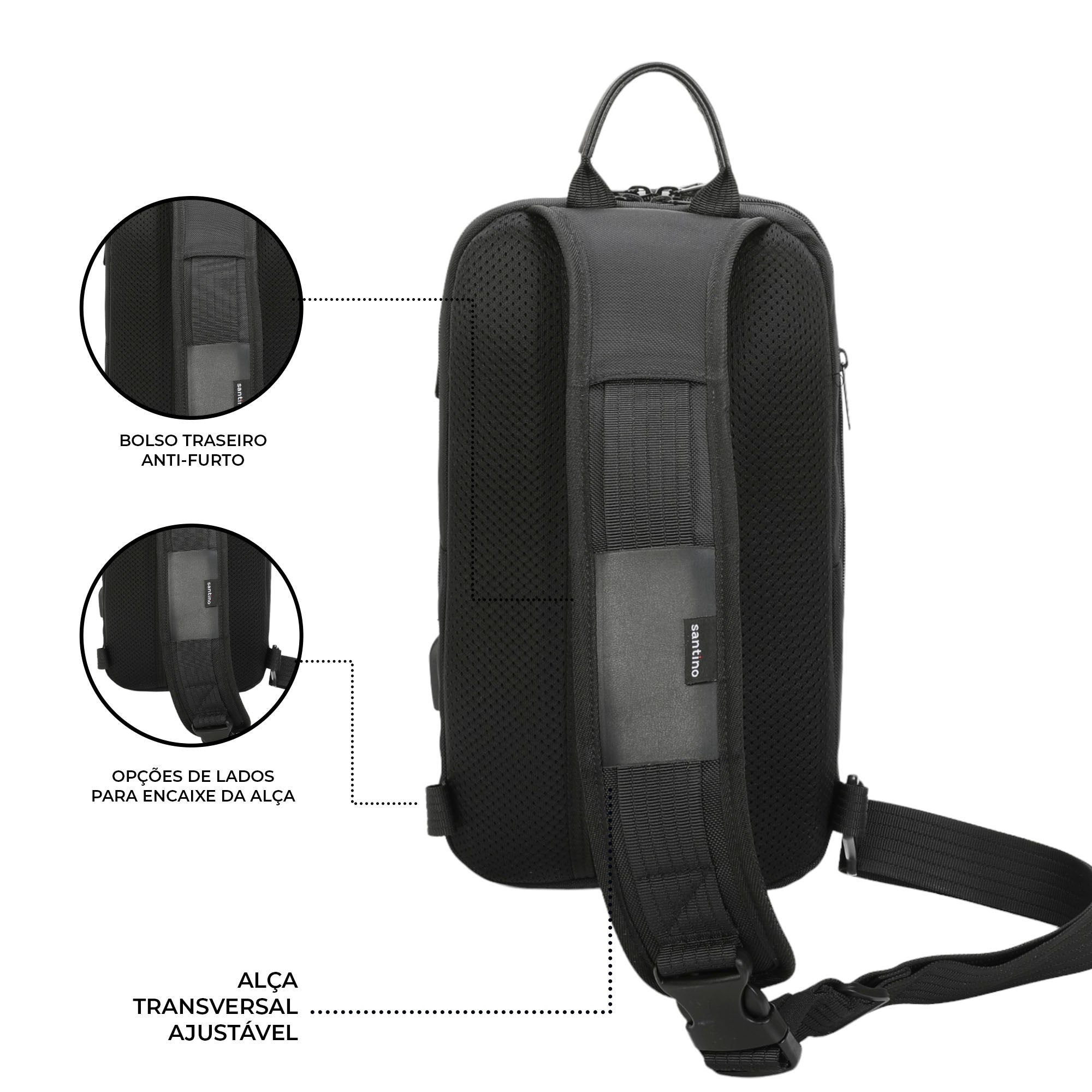 Quinn by Santino Oxford Black Crossbody Backpack SAN275U