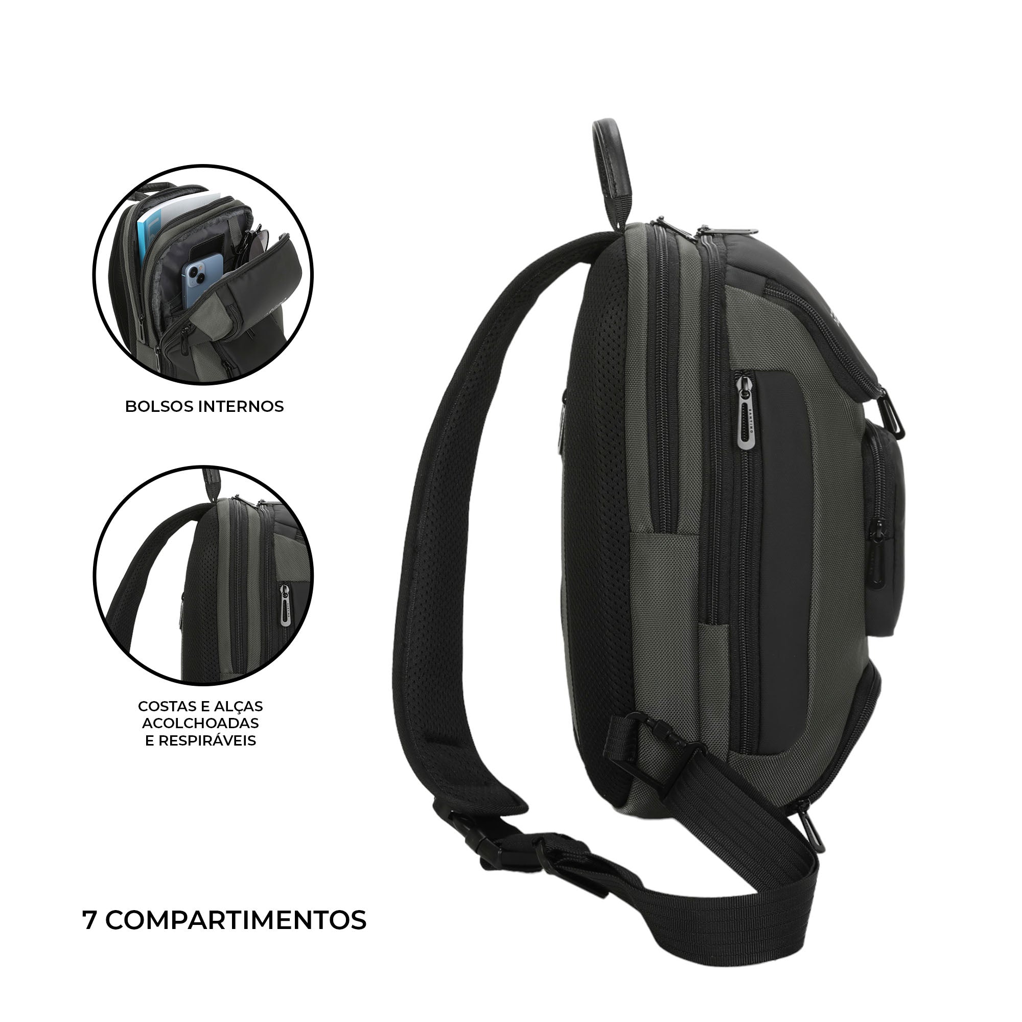 Quinn by Santino Oxford Crossbody Backpack Green M SAN275U