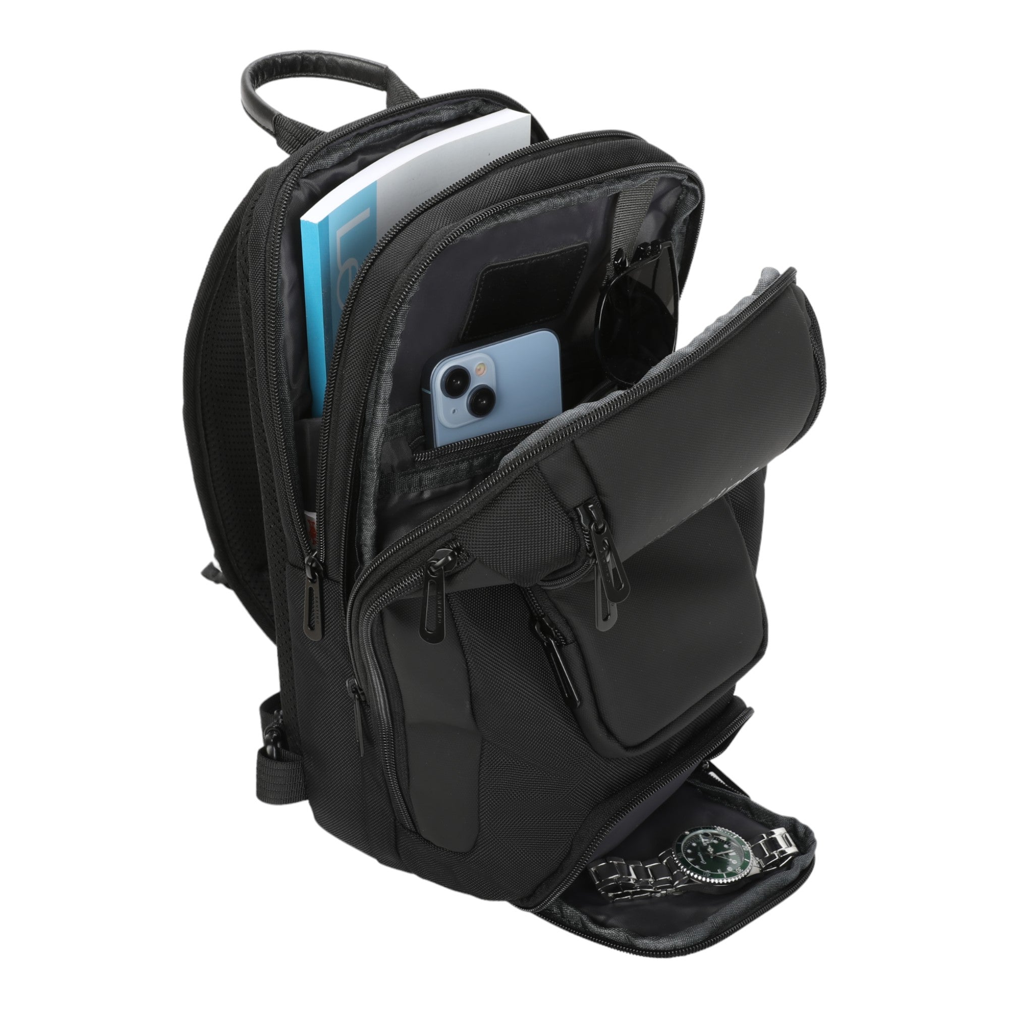 Quinn by Santino Oxford Black Crossbody Backpack SAN275U