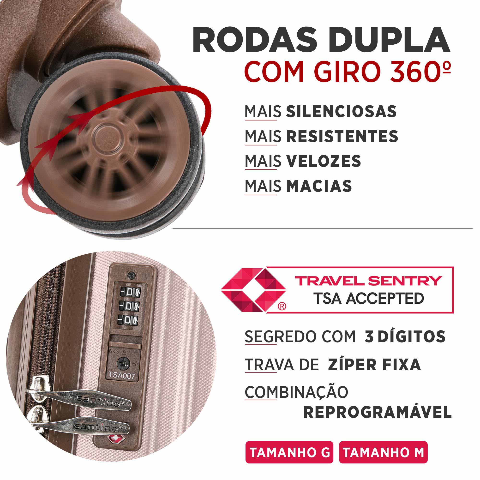 Conjunto de Malas Palazzio 3 Peças 360° Santino PLV191J
