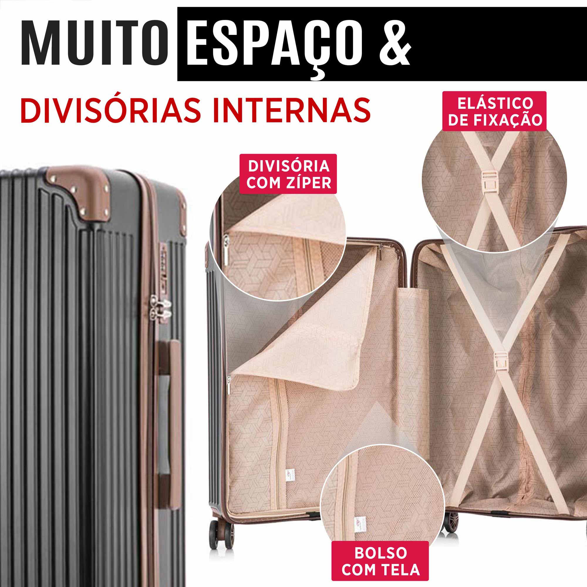 Conjunto de Malas Palazzio 3 Peças 360° Santino PLV191J