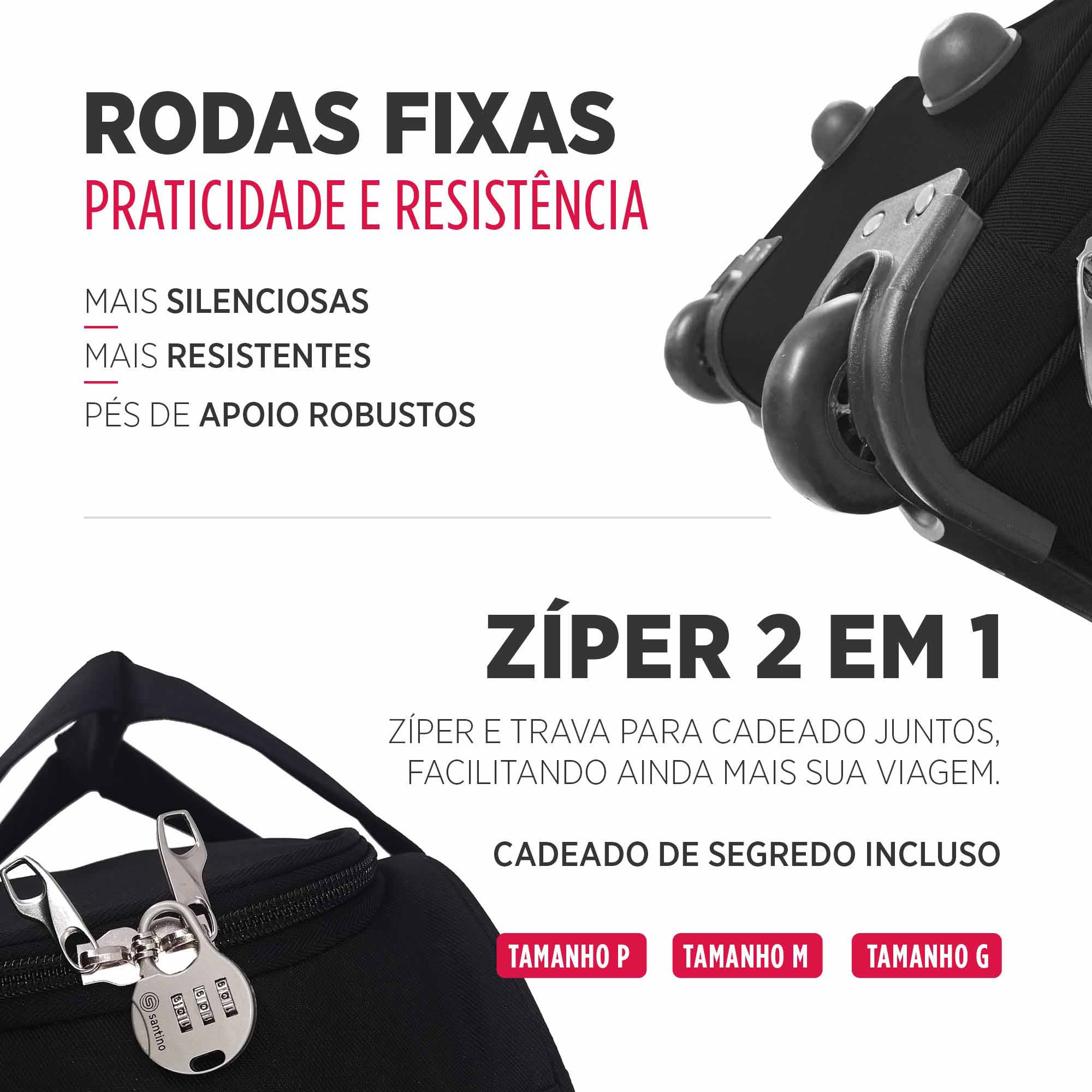 Conjunto Sacola de Viagem Londres Poliéster 3 peças Santino - SLS1J