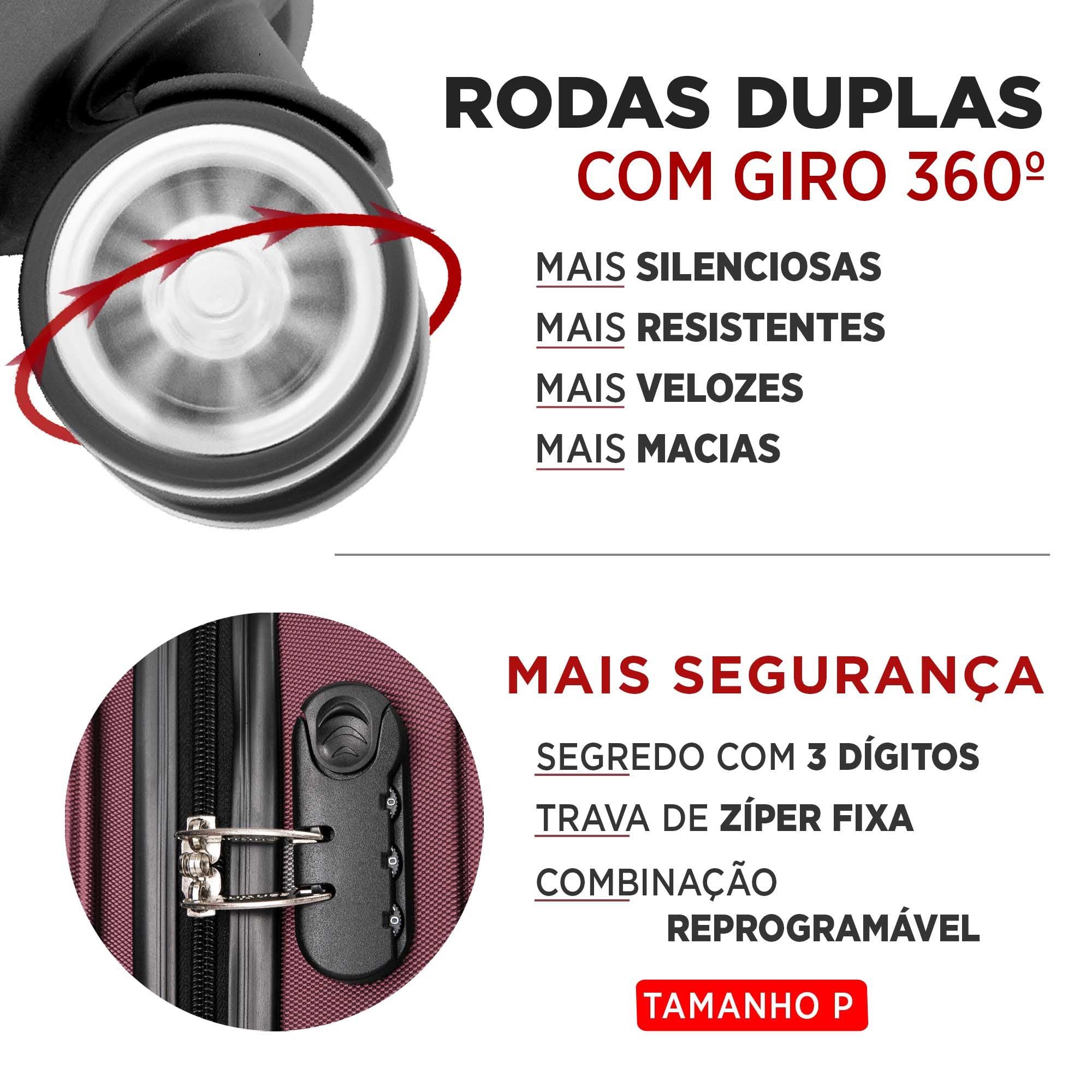 Mala de Bordo Dublin Rígida 4 Rodas Duplas Santino AMZV204P