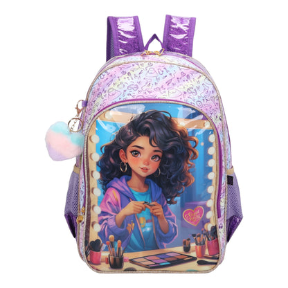 Mochila Infantil Sweet Girl Makeup by Santino Poliéster SGM24U Lílas