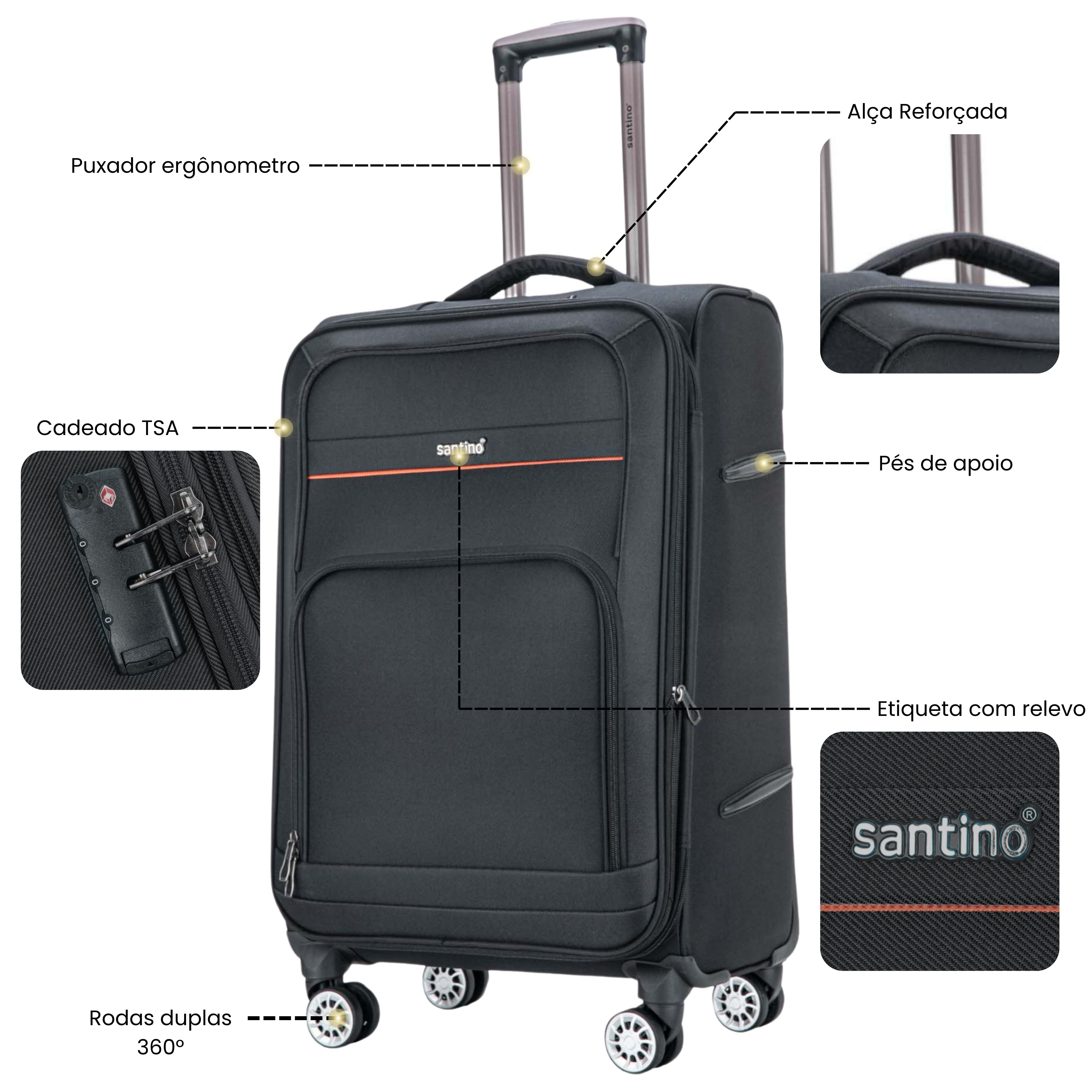 Mala de Viagem Hanói Super Leve Santino M - ALKV401M