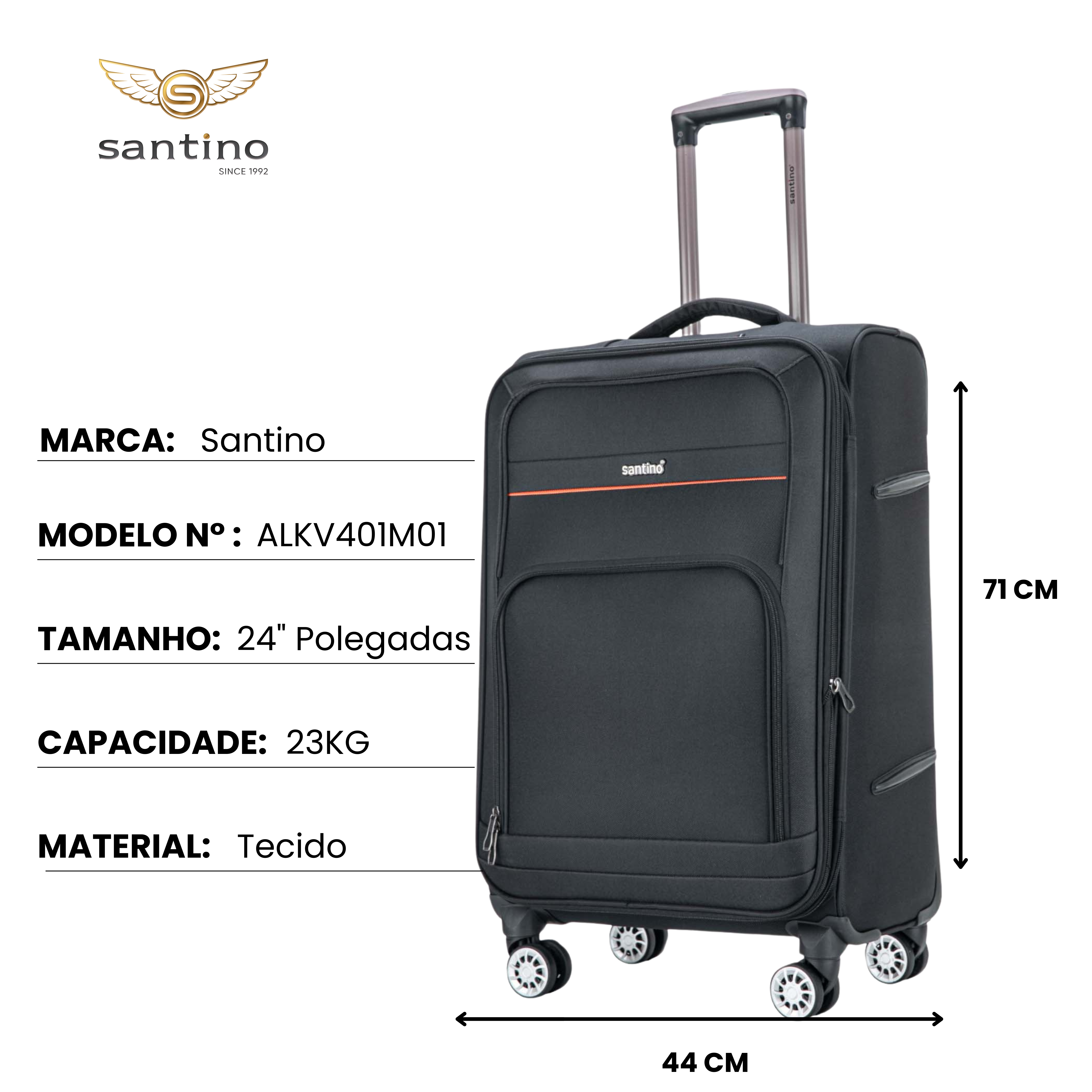 Mala de Viagem Hanói Super Leve Santino M - ALKV401M