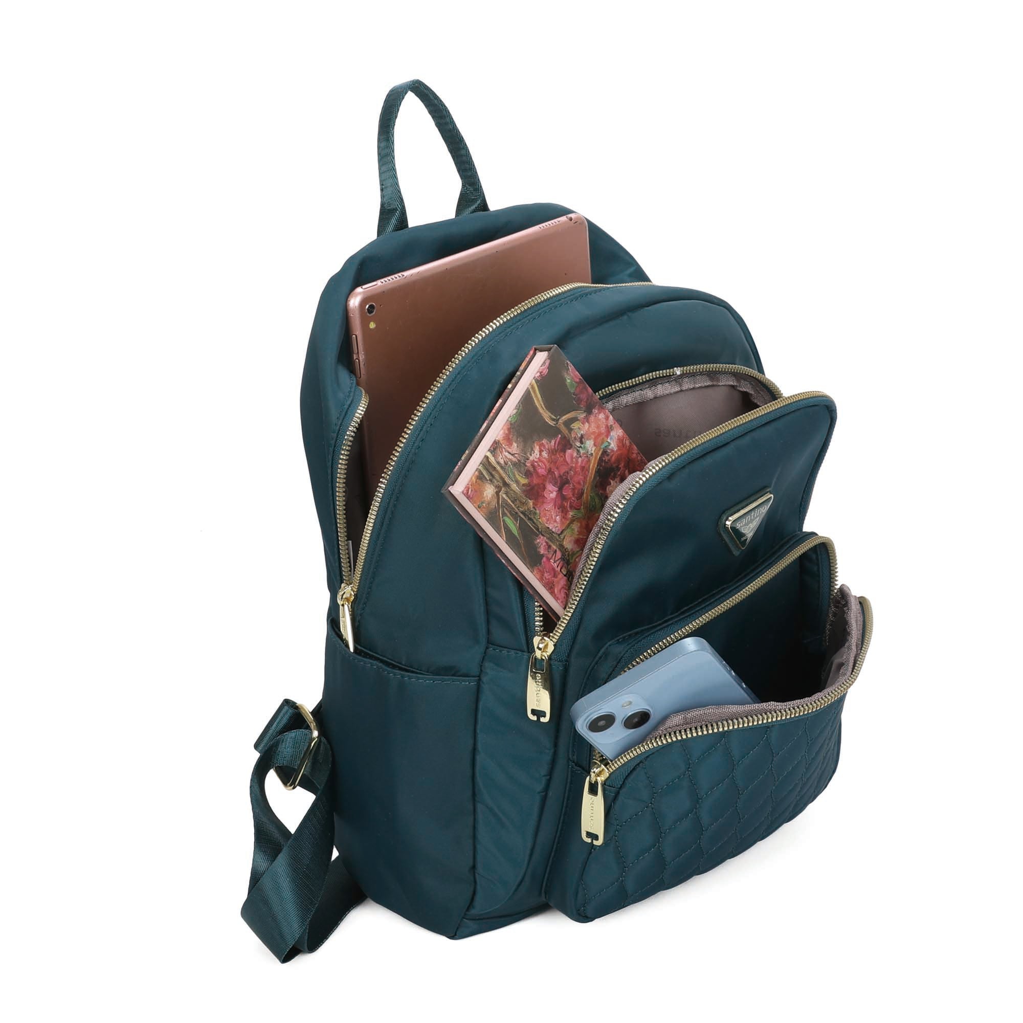 Bolsa Mochila Amarílis Nylon Santino Azul Turquesa SAB412U15
