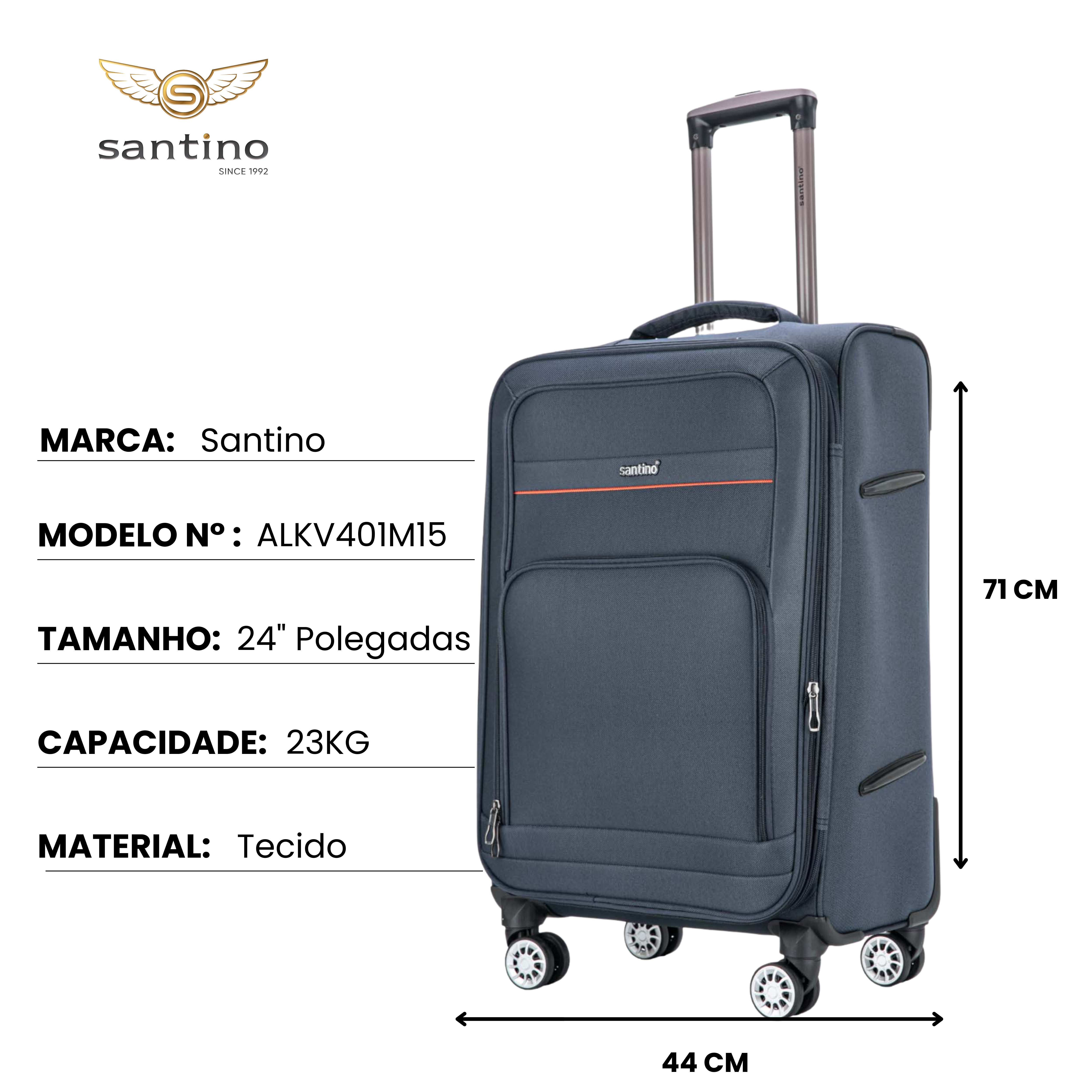 Mala de Viagem Hanói Super Leve Santino M - ALKV401M