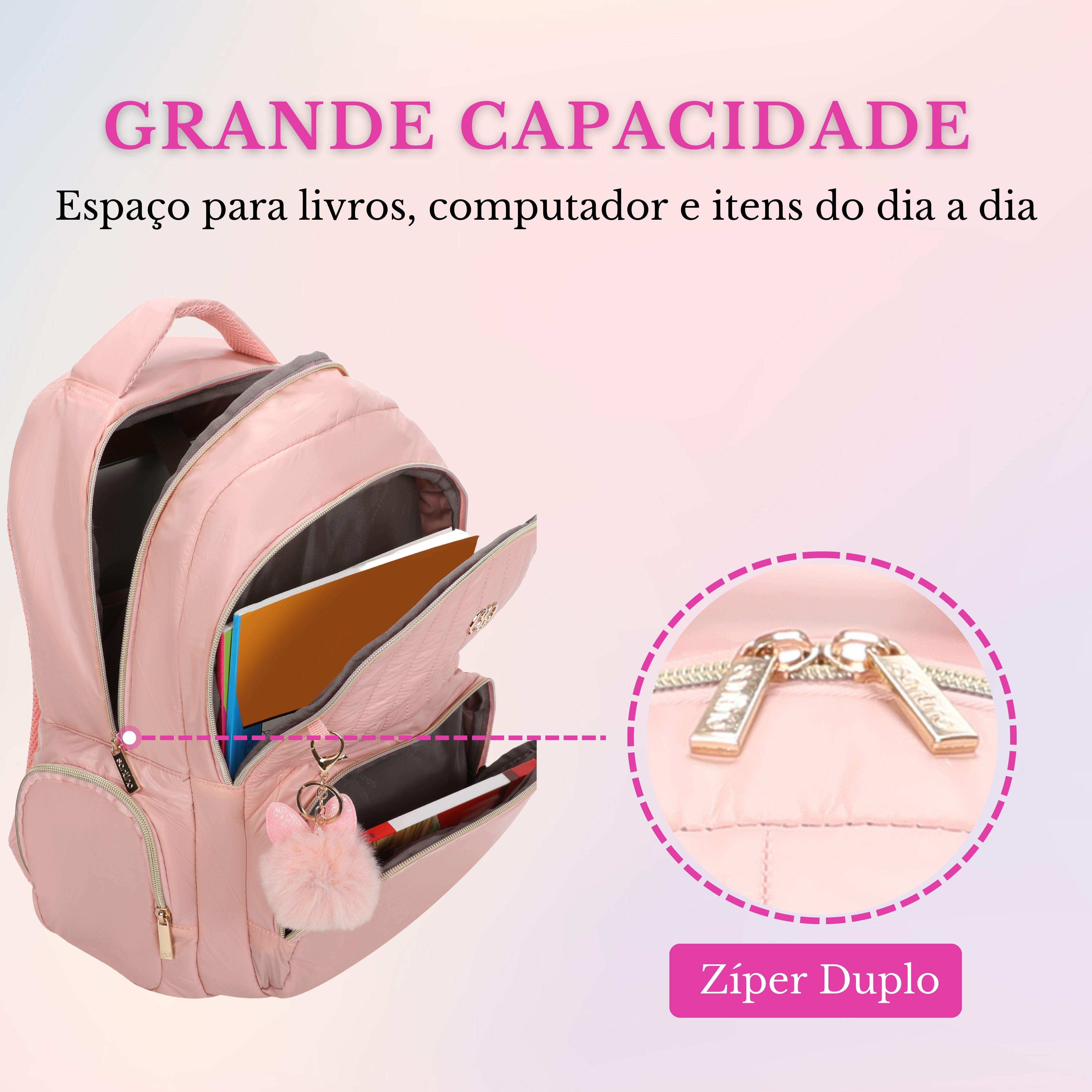 Bolsa Mochila Grace Santino - SAB414U62 - Rosa Claro