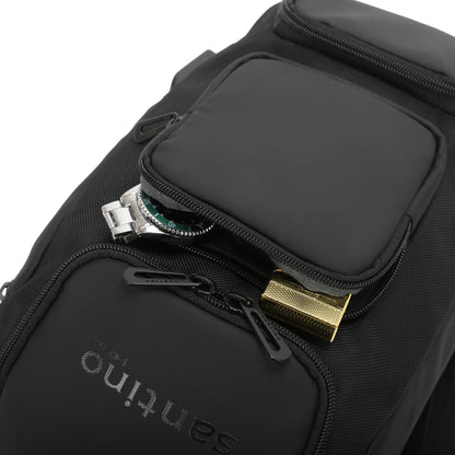 Mochila Transversal Quinn by Santino Oxford Preto SAN275U